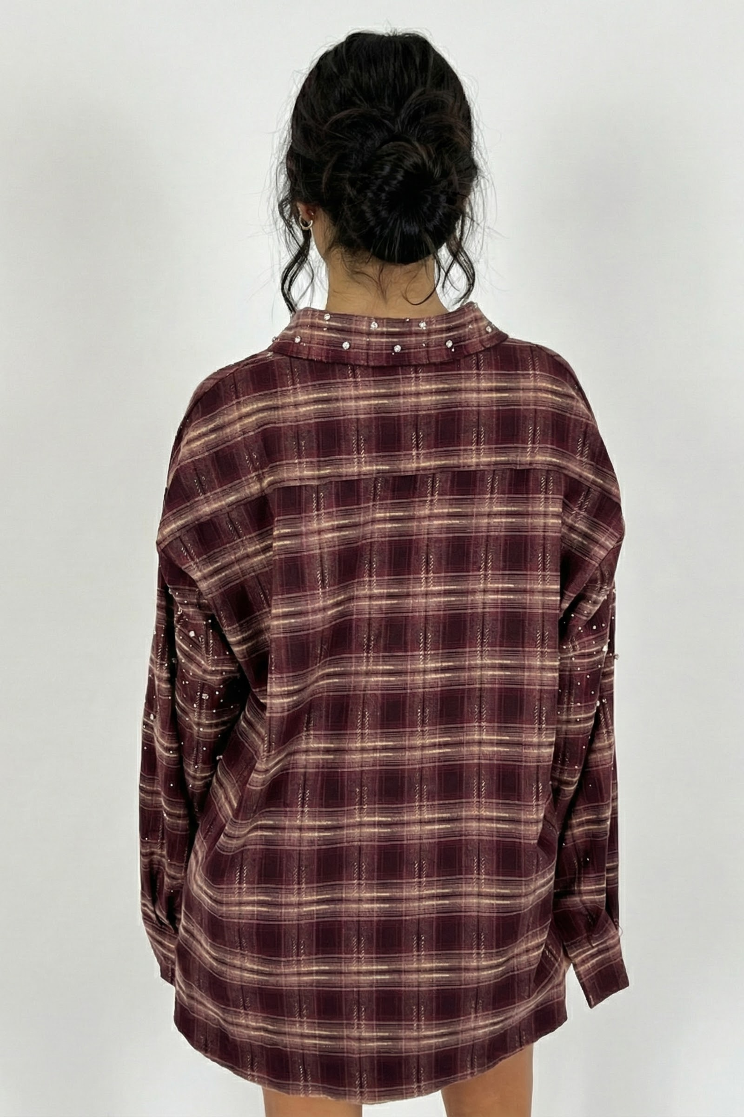 Women’s Embellished Plaid Shirt – Effortless Statement Layer | RED 2