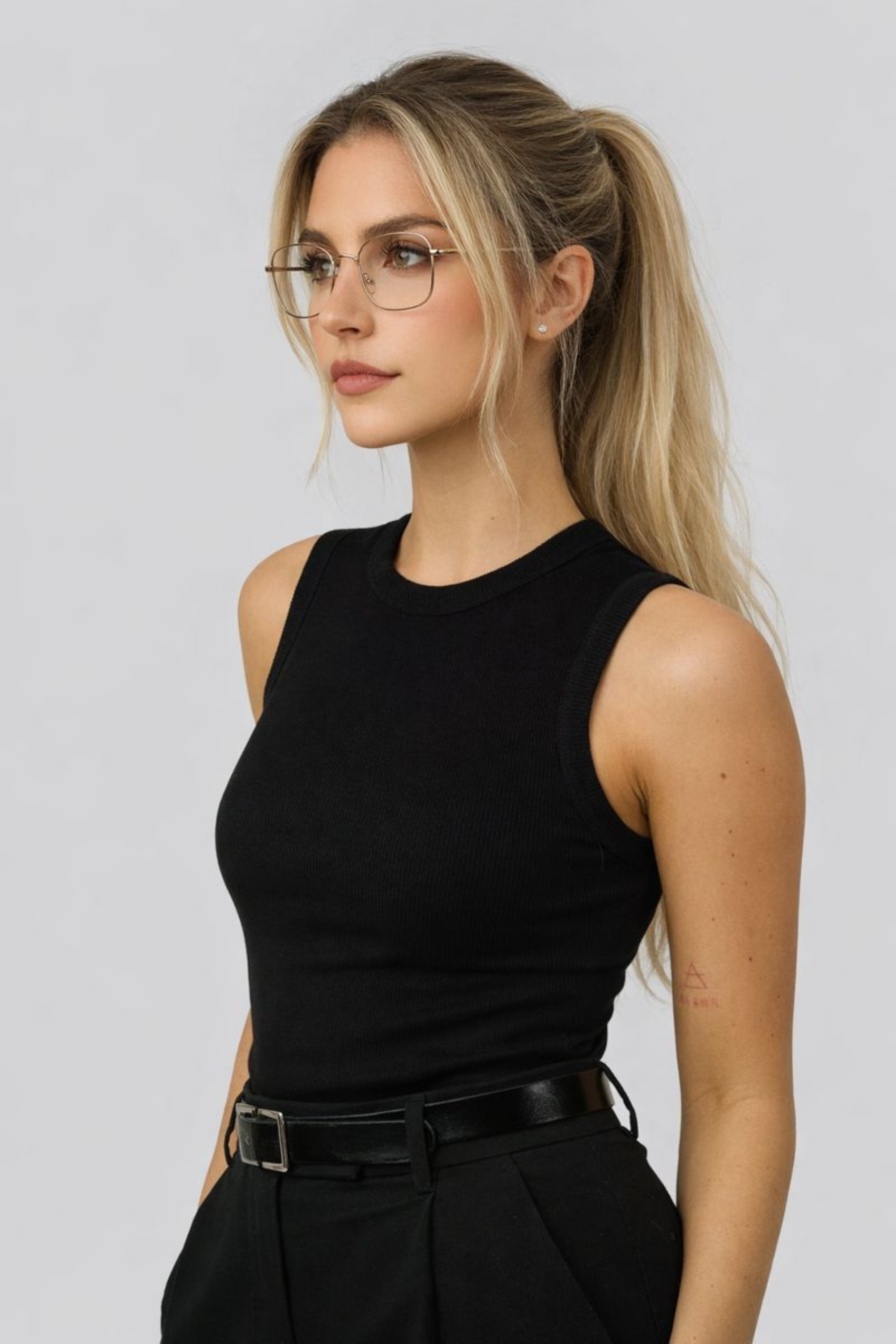 Women’s High Neck Ribbed Crop Tank Top – Sculpted Fit & Soft Comfort | BLACK 1