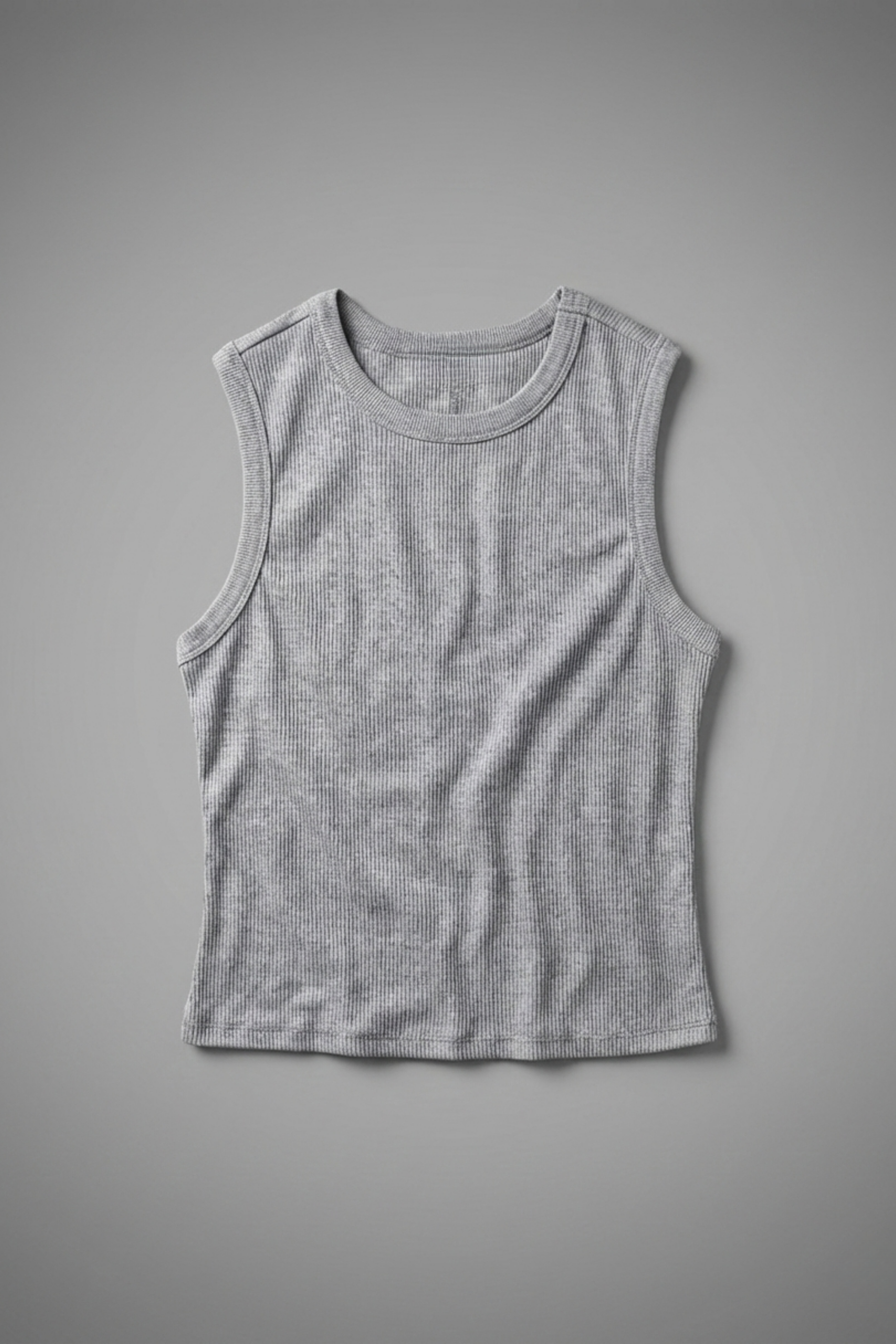 Women’s High Neck Ribbed Crop Tank Top – Sculpted Fit & Soft Comfort | GRAY