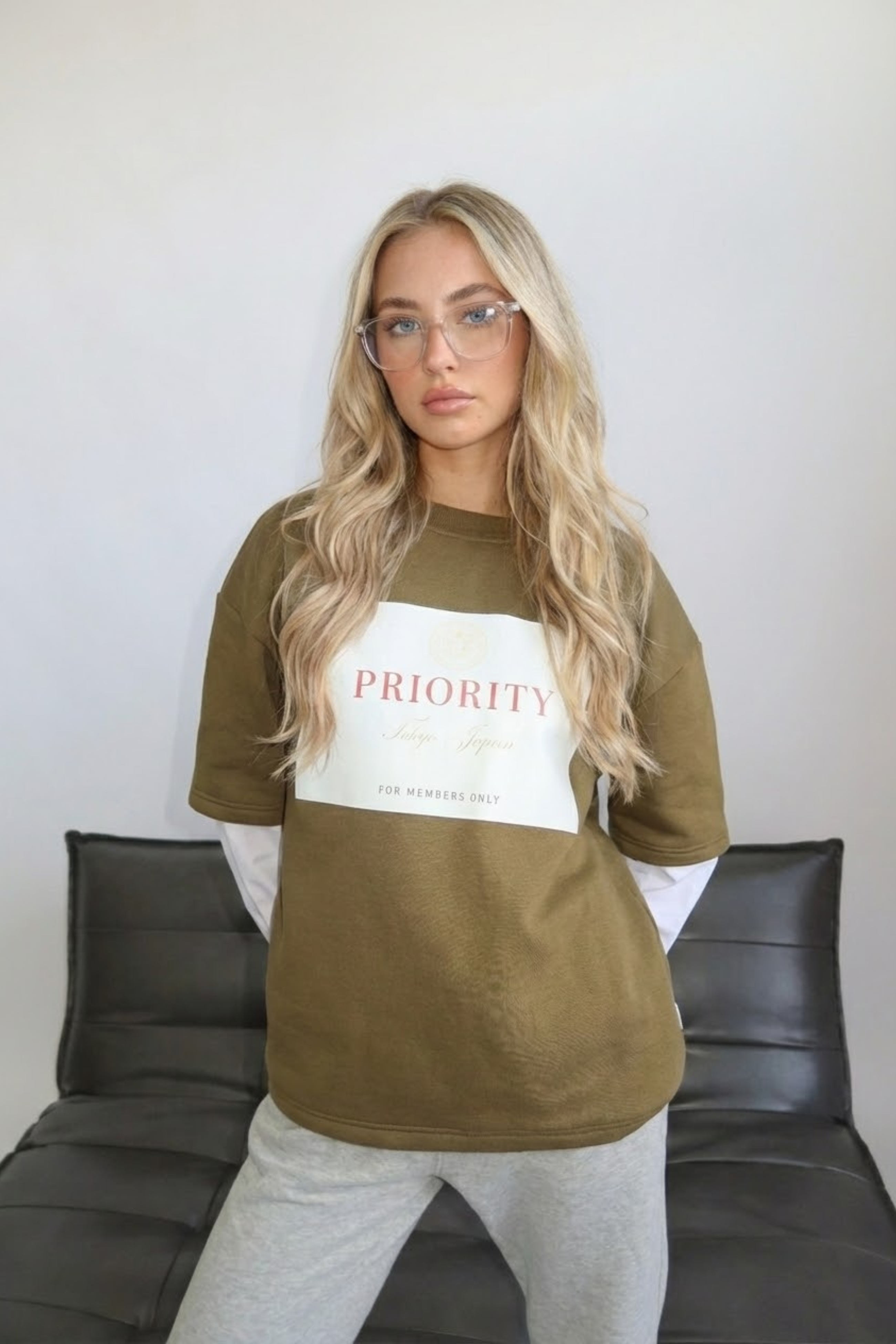 Women’s "Priority" Graphic Sweatshirt – Streetwear-Inspired & Casual | KHAKI 1
