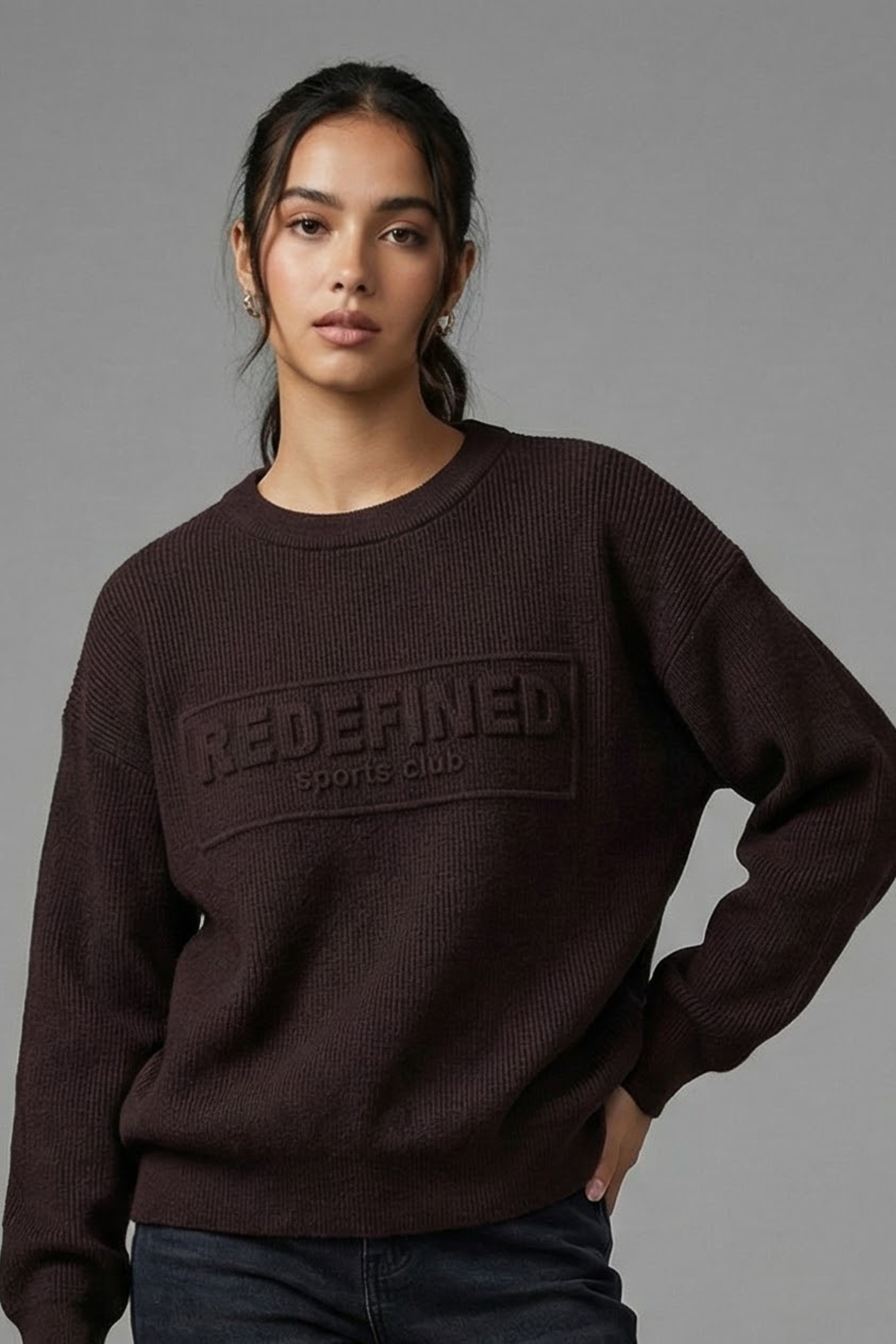 Women’s "Redefined Sports Club" Embossed Sweatshirt – Casual & Comfortable 1