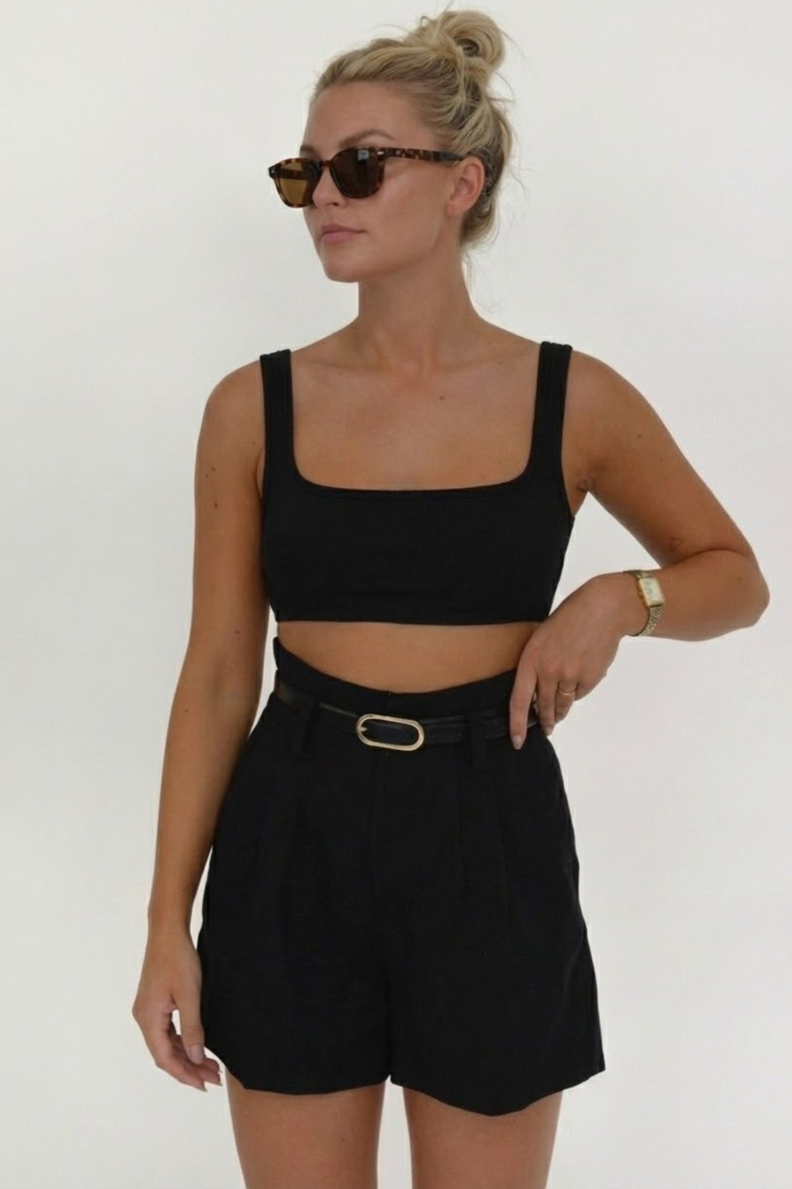 Women’s Ribbed Square Neck Crop Top – Chic & Comfortable 1