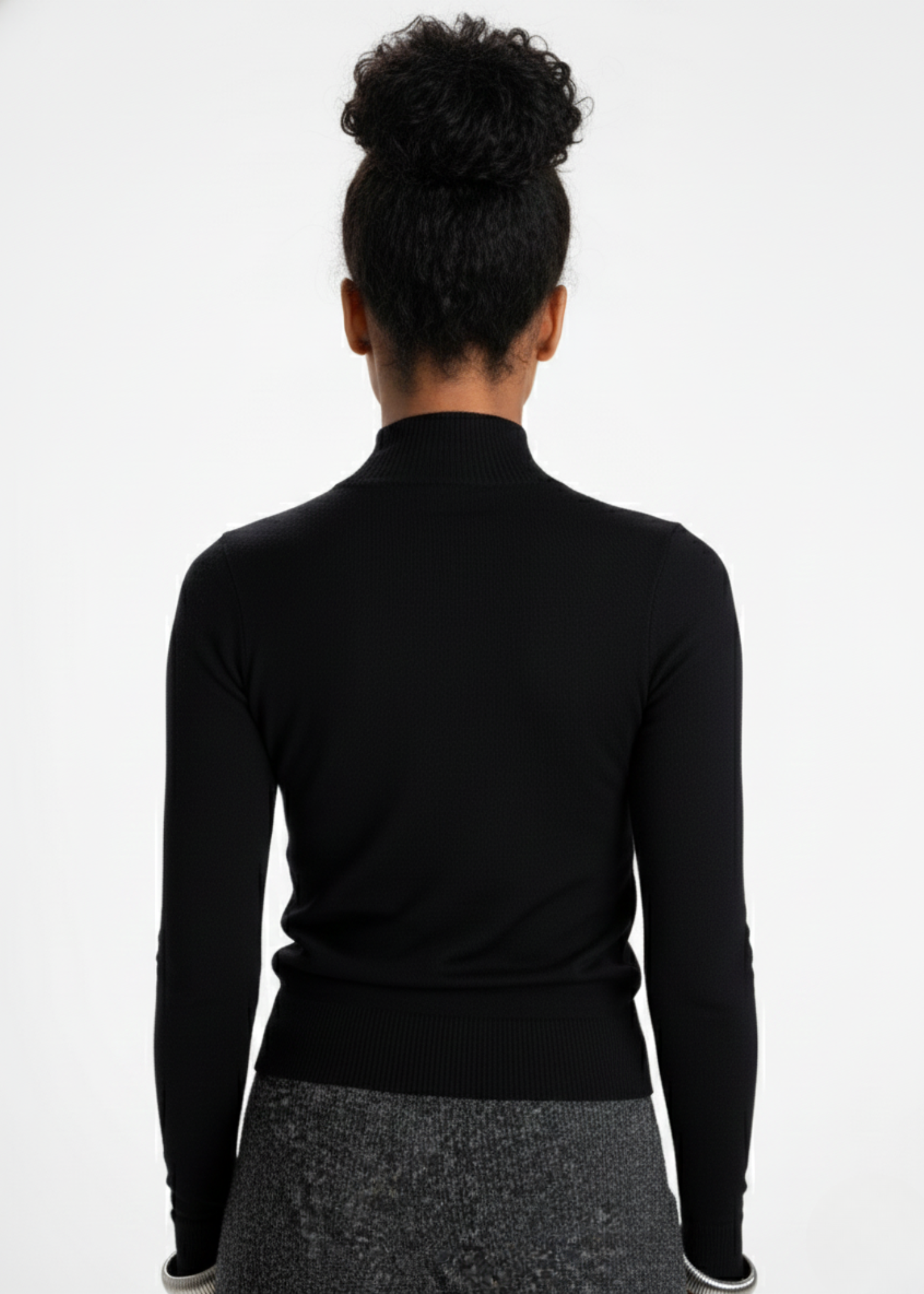 Women’s Skin Fit Knitted Mid-Neck Sweater – Lightweight & Effortlessly Comfortable | BLACK 2