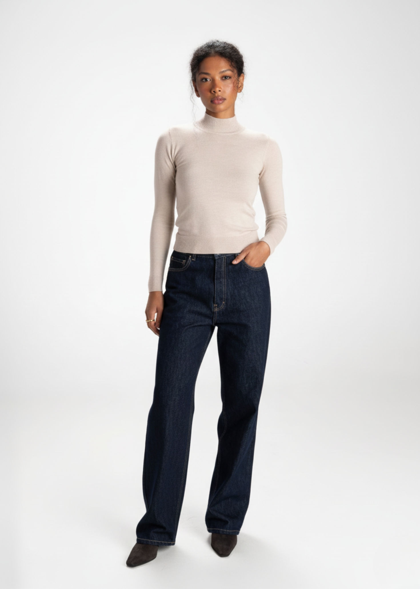 Women’s Skin Fit Knitted Mid-Neck Sweater – Lightweight & Effortlessly Comfortable | CREAM 1