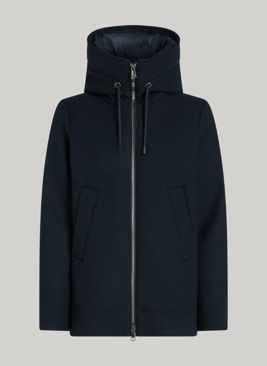 Wool Blend Sporty Coat – Cozy & Stylish Outerwear with Puffy Nylon Hood 3