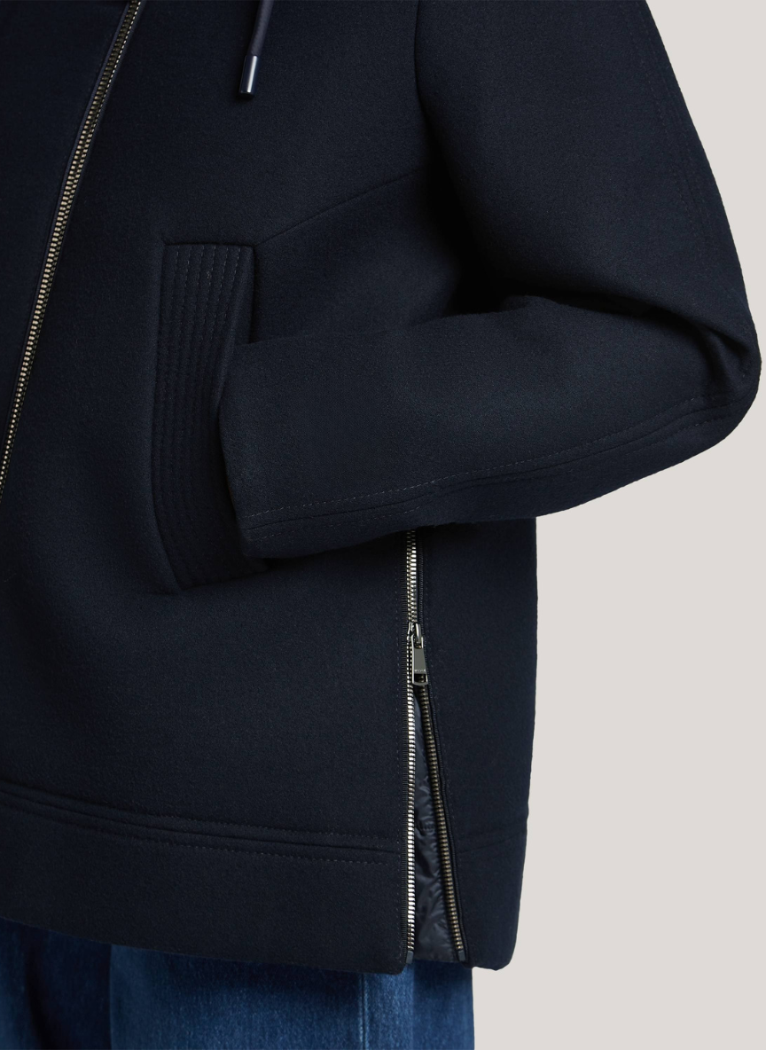 Wool Blend Sporty Coat – Cozy & Stylish Outerwear with Puffy Nylon Hood 4