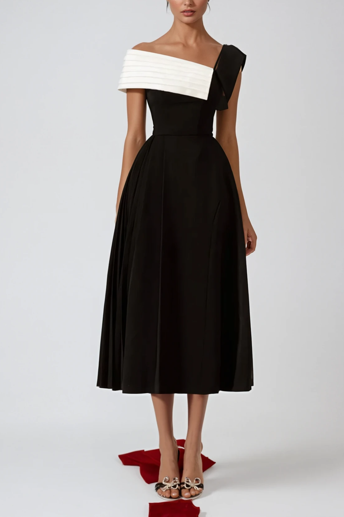 Ya Asymmetric Lapel Midi Dress