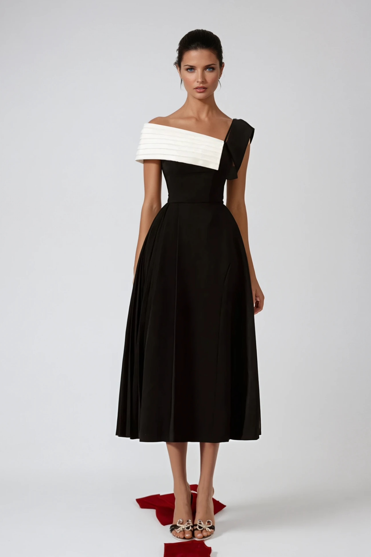 Ya Asymmetric Lapel Midi Dress