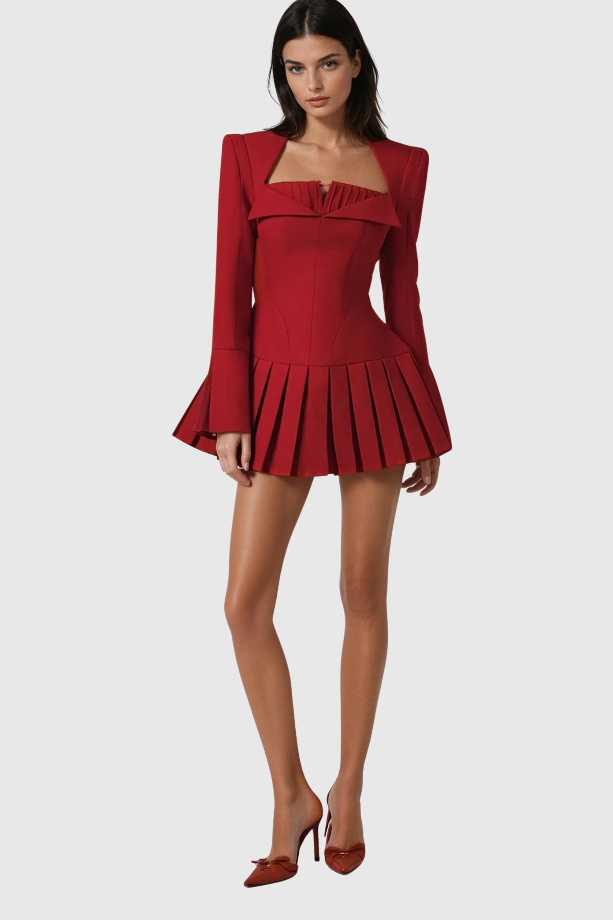 Yaa Long Sleeve Ruffle Mini Dress