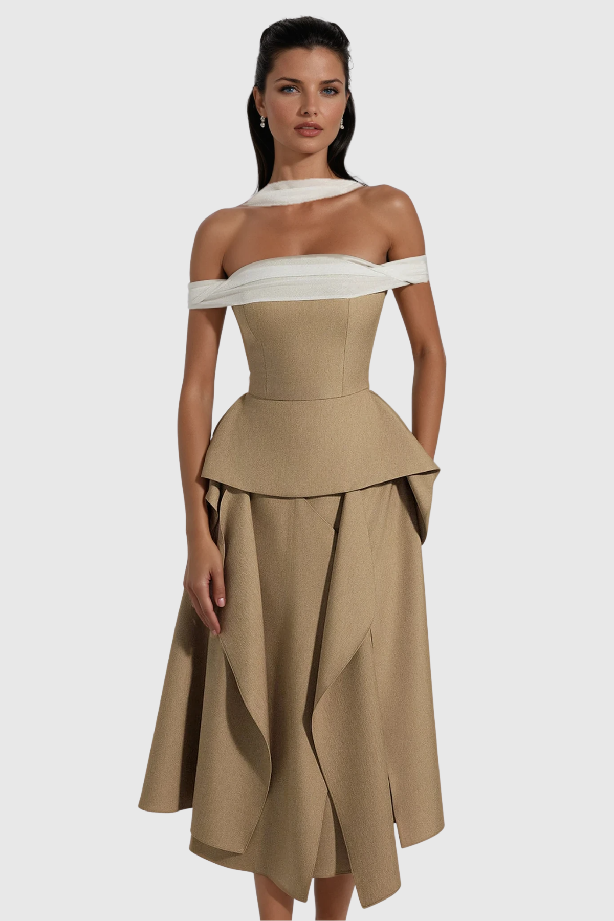 Yoko Off Shoulder Asymmetric Maxi Dress