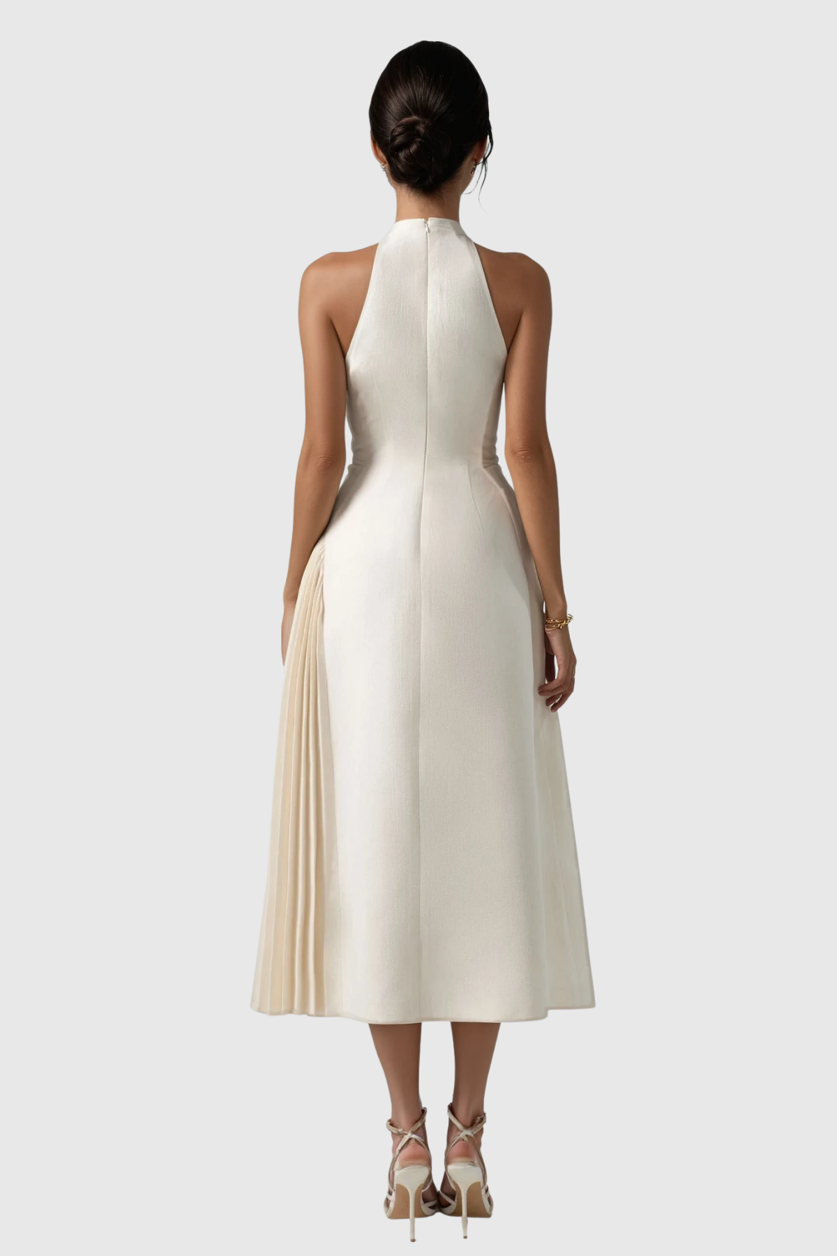 Zion Sleeveless Ruch Deconstruct Maxi Dress In White