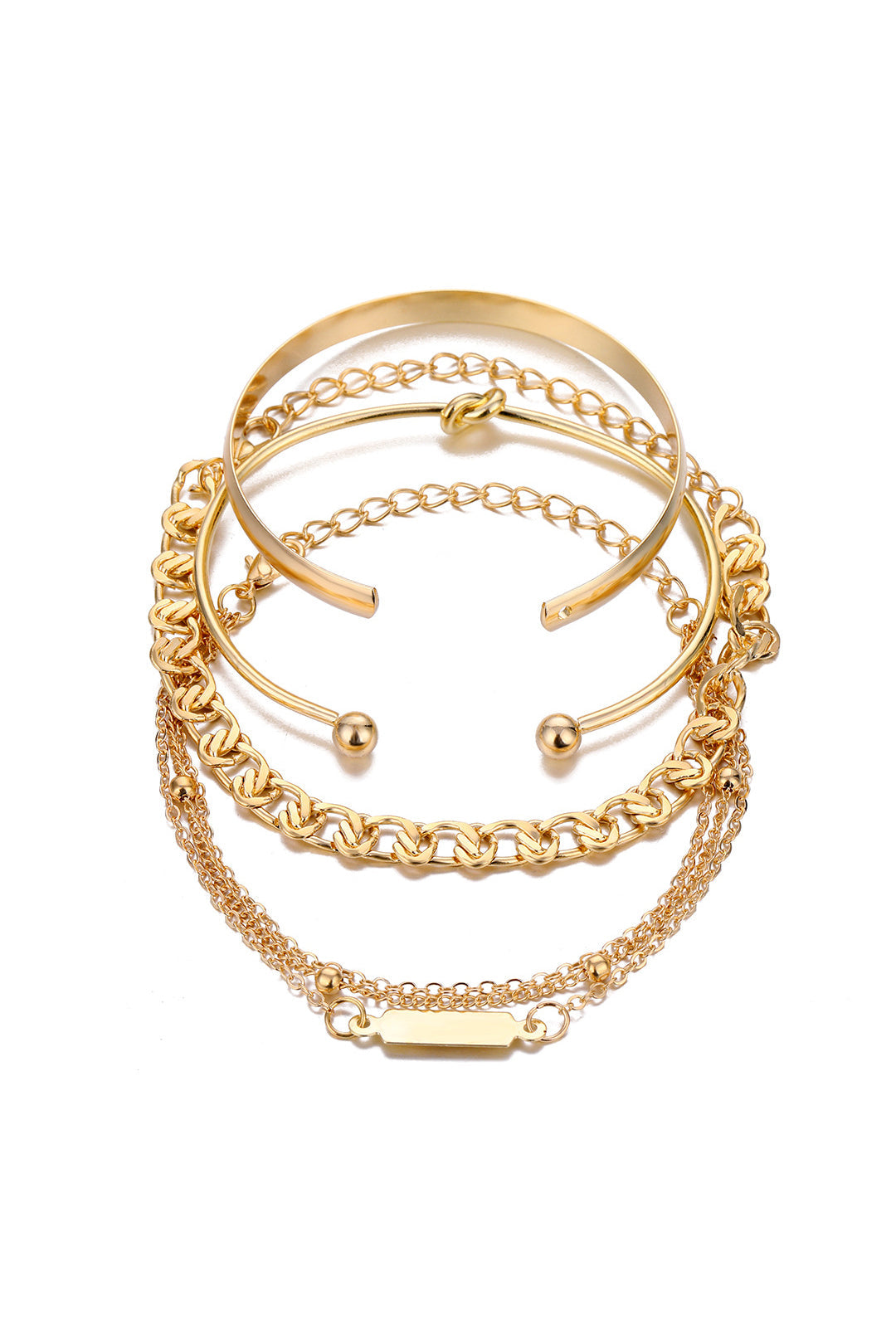 4-PCS metal chain bracelet set