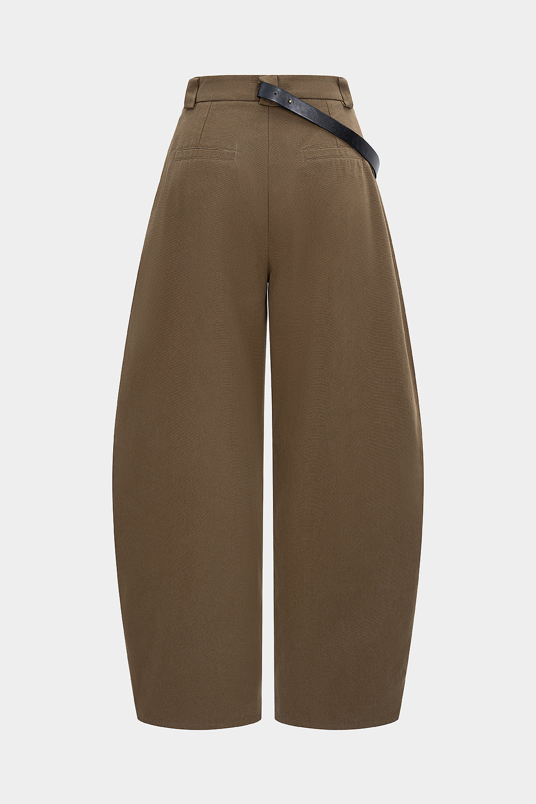 Asymmetrical Metallic Decor Barrel Trousers