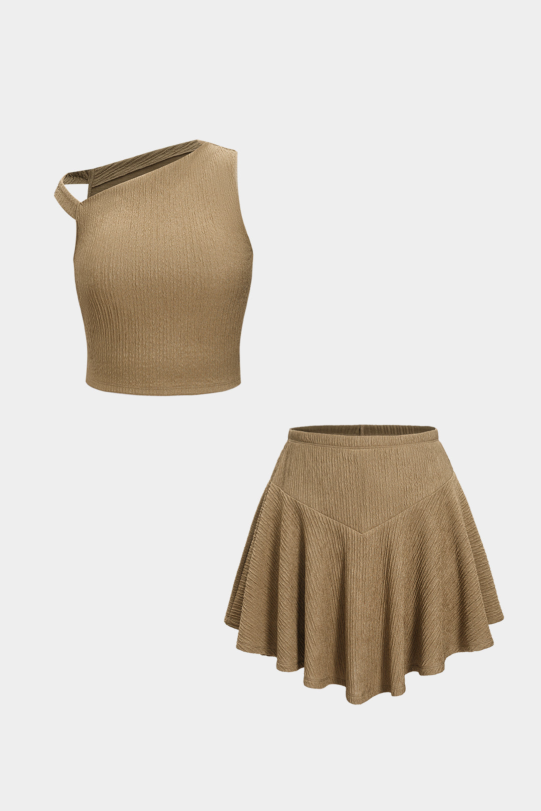 Asymmetric tank top and ruffle skirt set