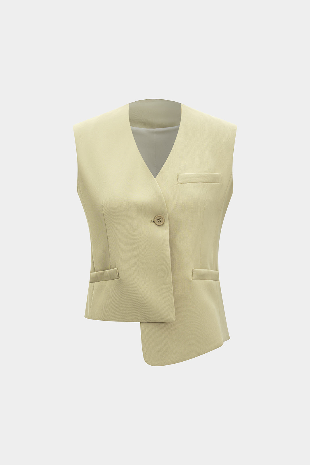 Asymmetrical Hem Fake Pocket Vest