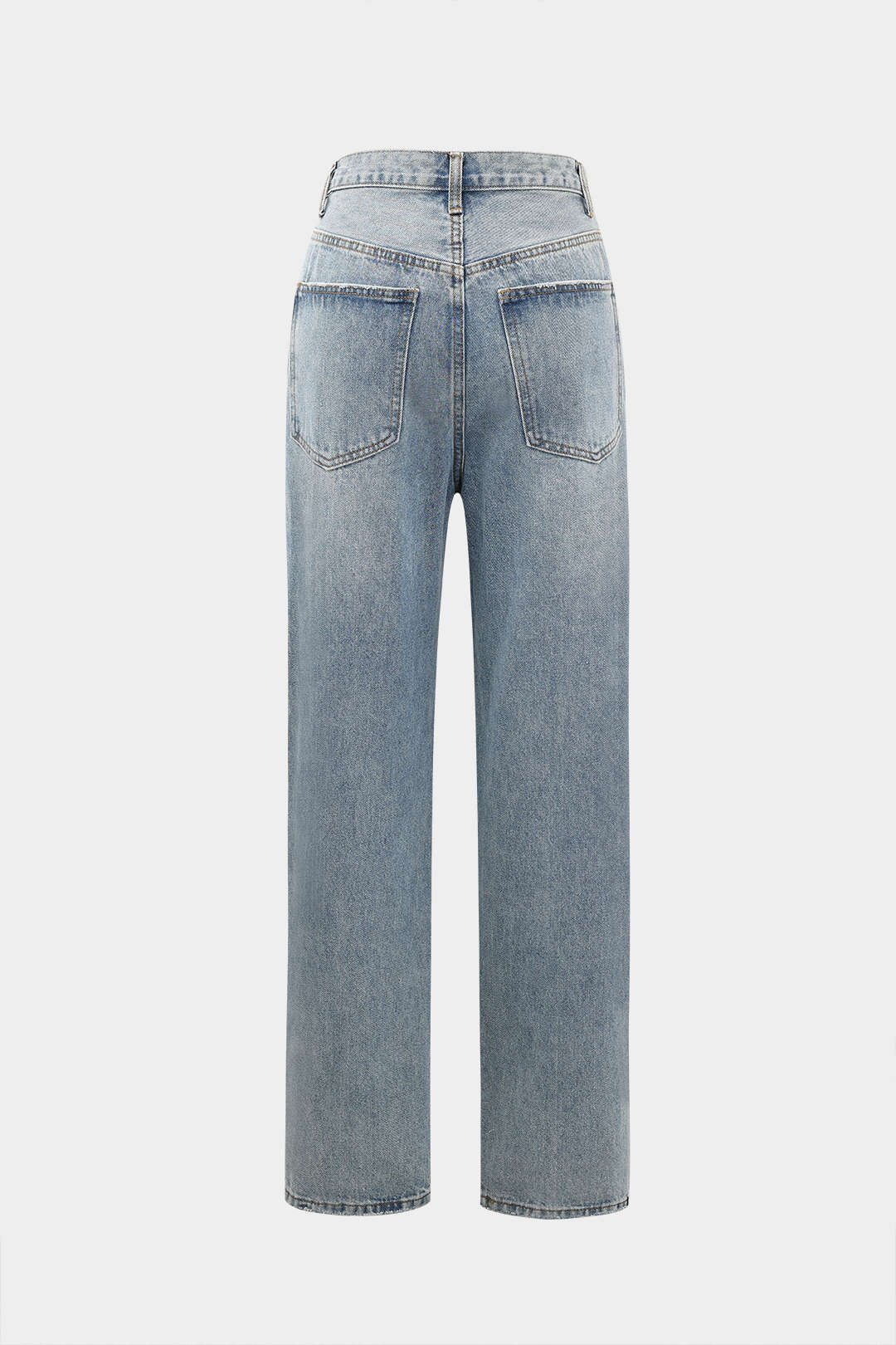 Asymmetrical waist straight leg jeans