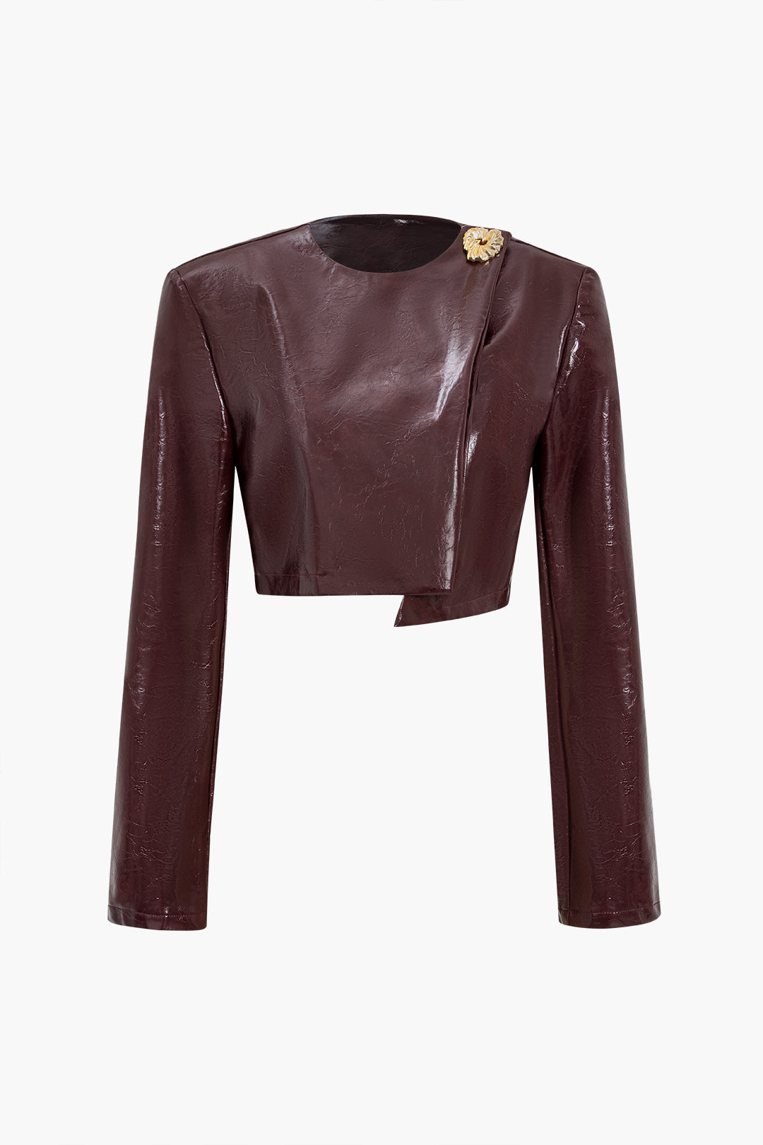 Asymmetrical faux leather skirt set