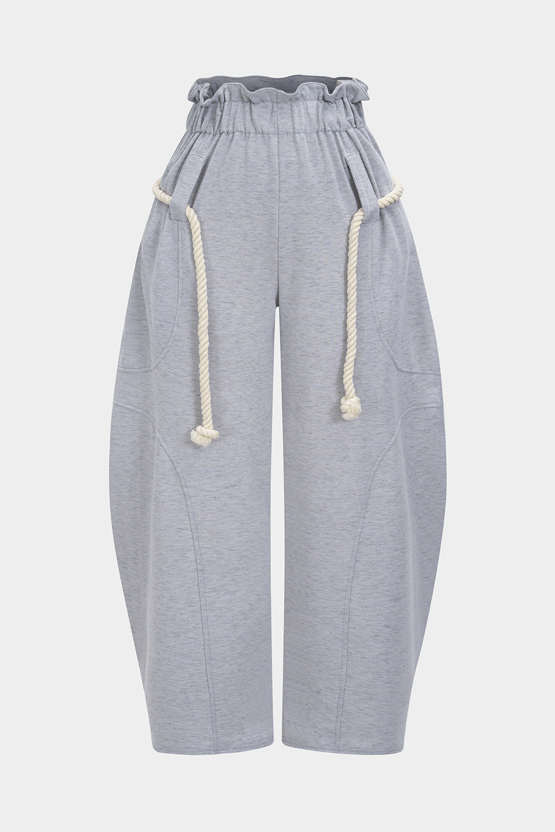 Belt pull string barrel pants