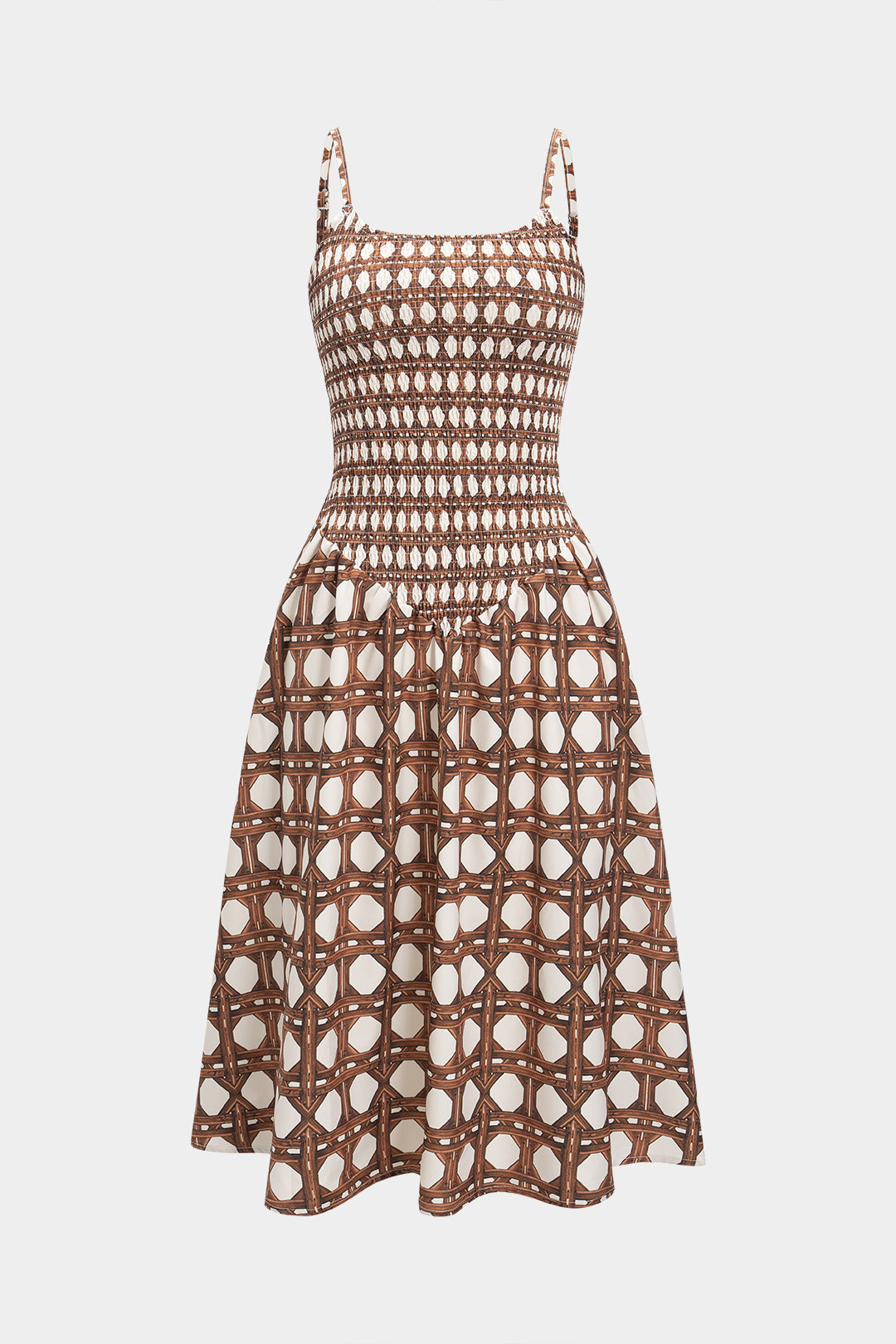 Abstract Geometric Print Slip Sleeveless Midi Dress