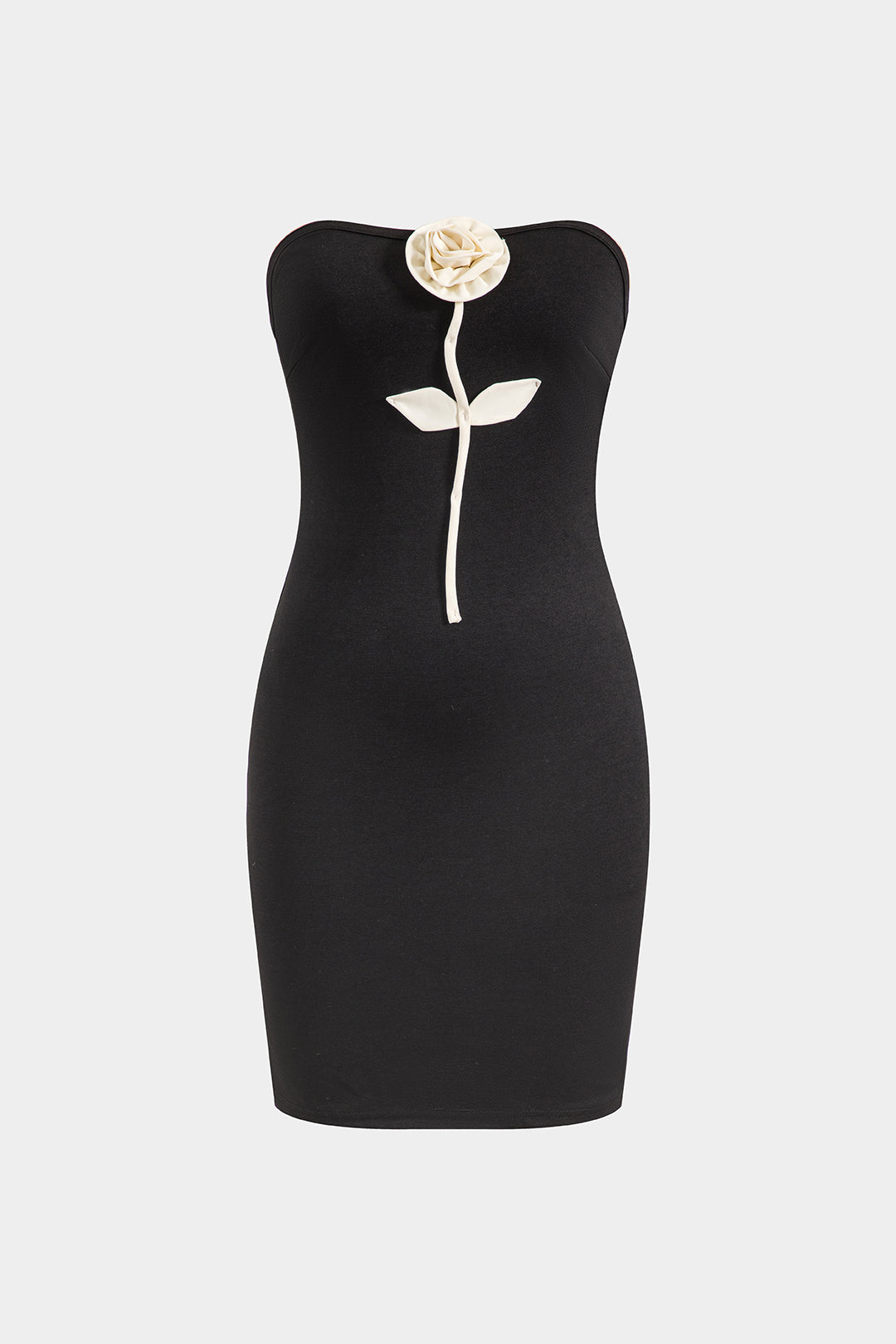 3D Flower Strapless Sleeveless Mini Dress