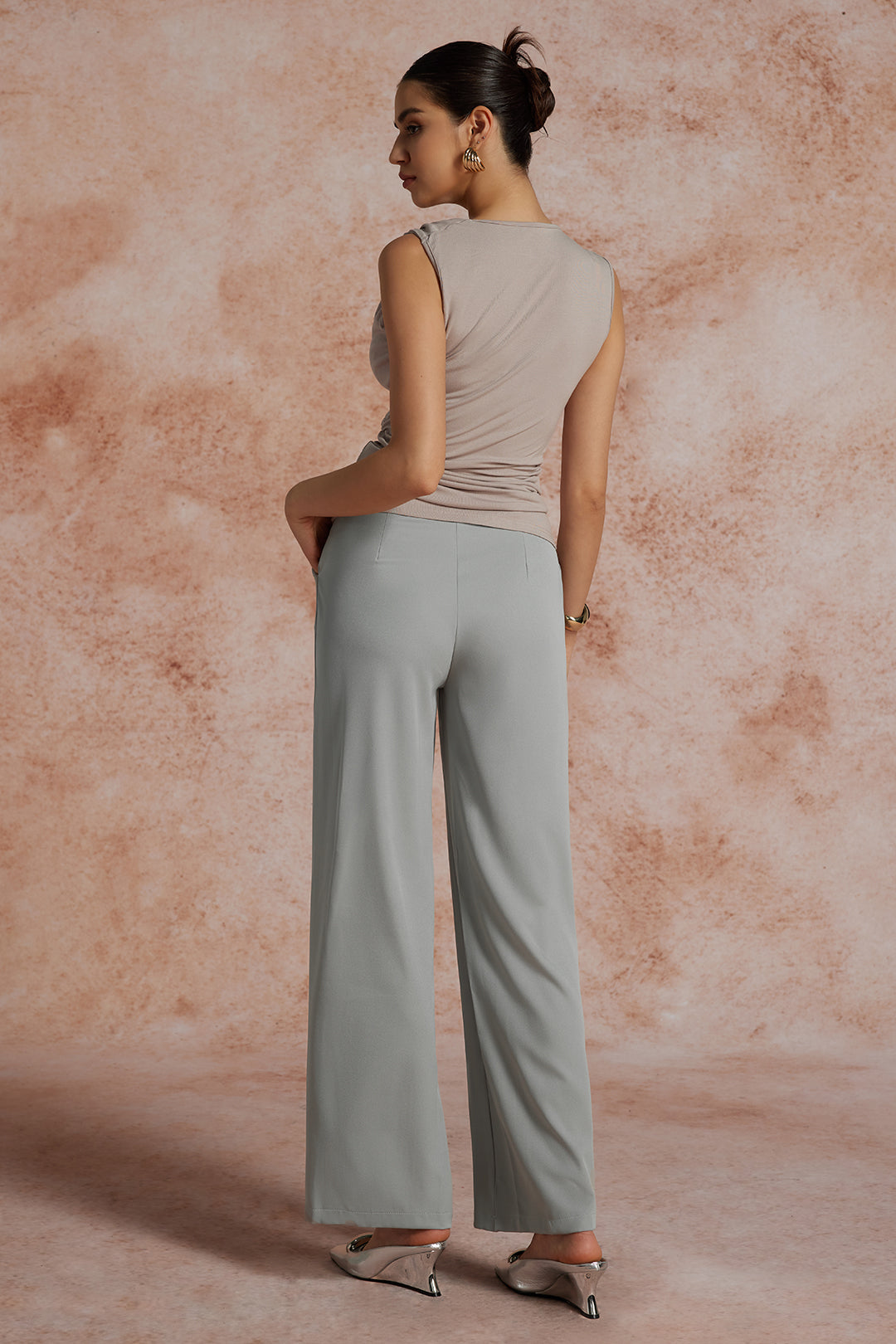 Asymmetric cal neck ruffle tank top