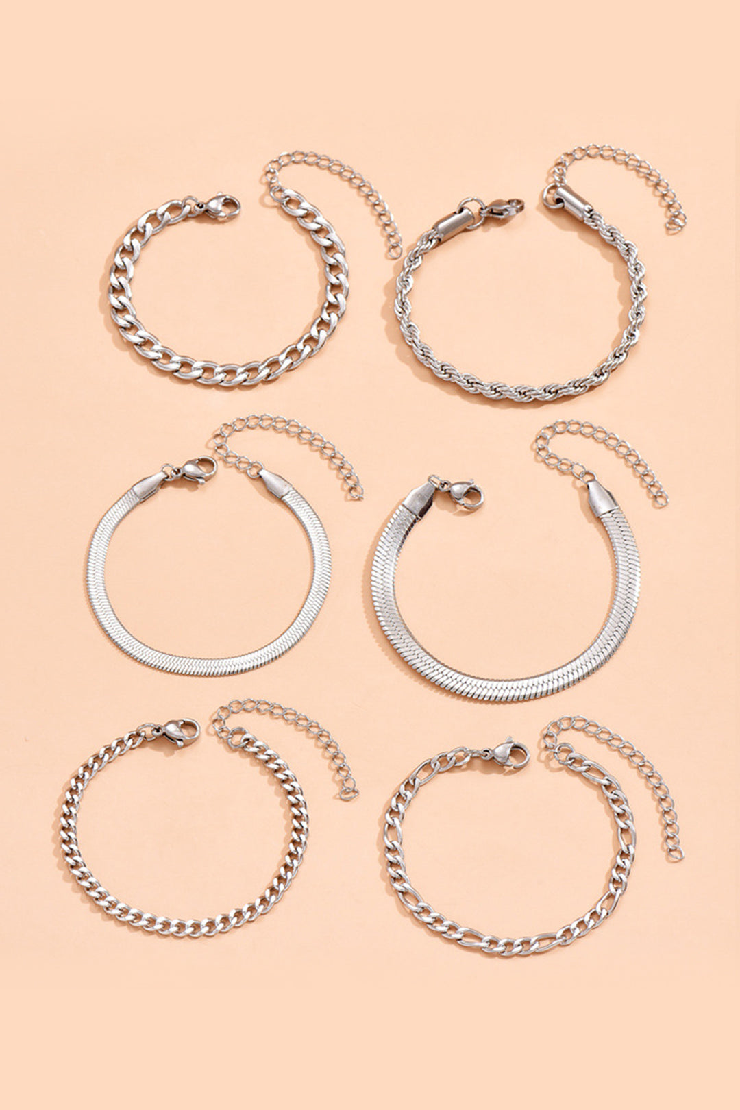 6-piece Cuban link bracelet set