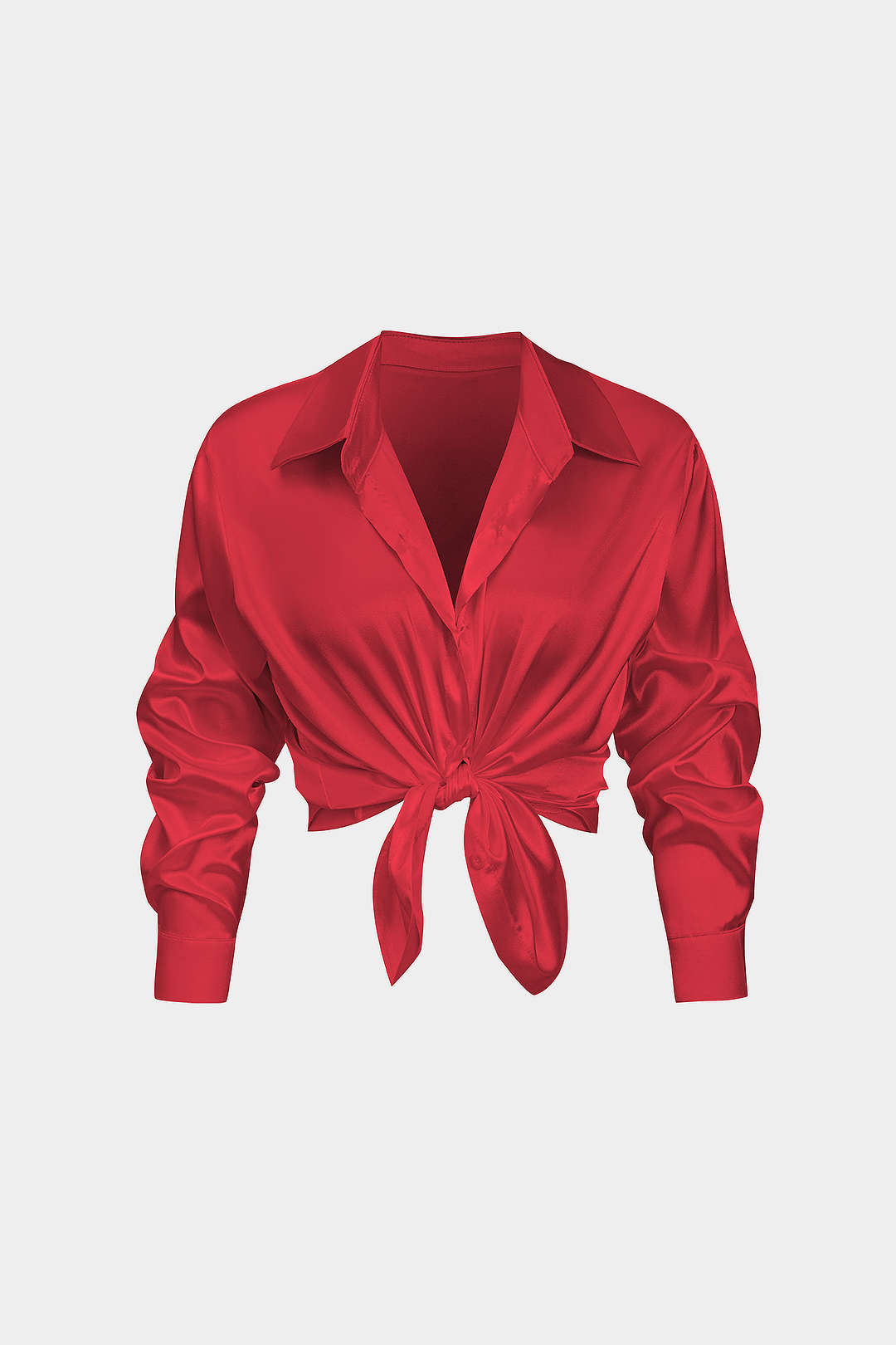 Basic solid satin shirt with long sleeves