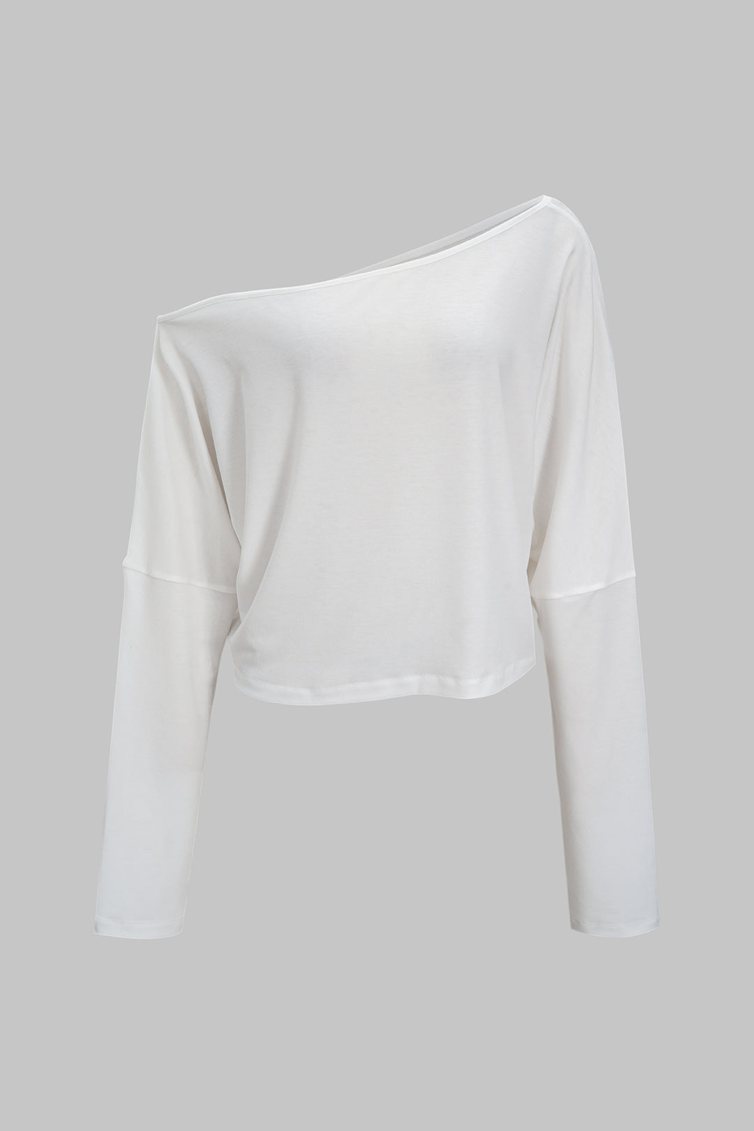 Asymmetrical Neck Long-Sleeve Top
