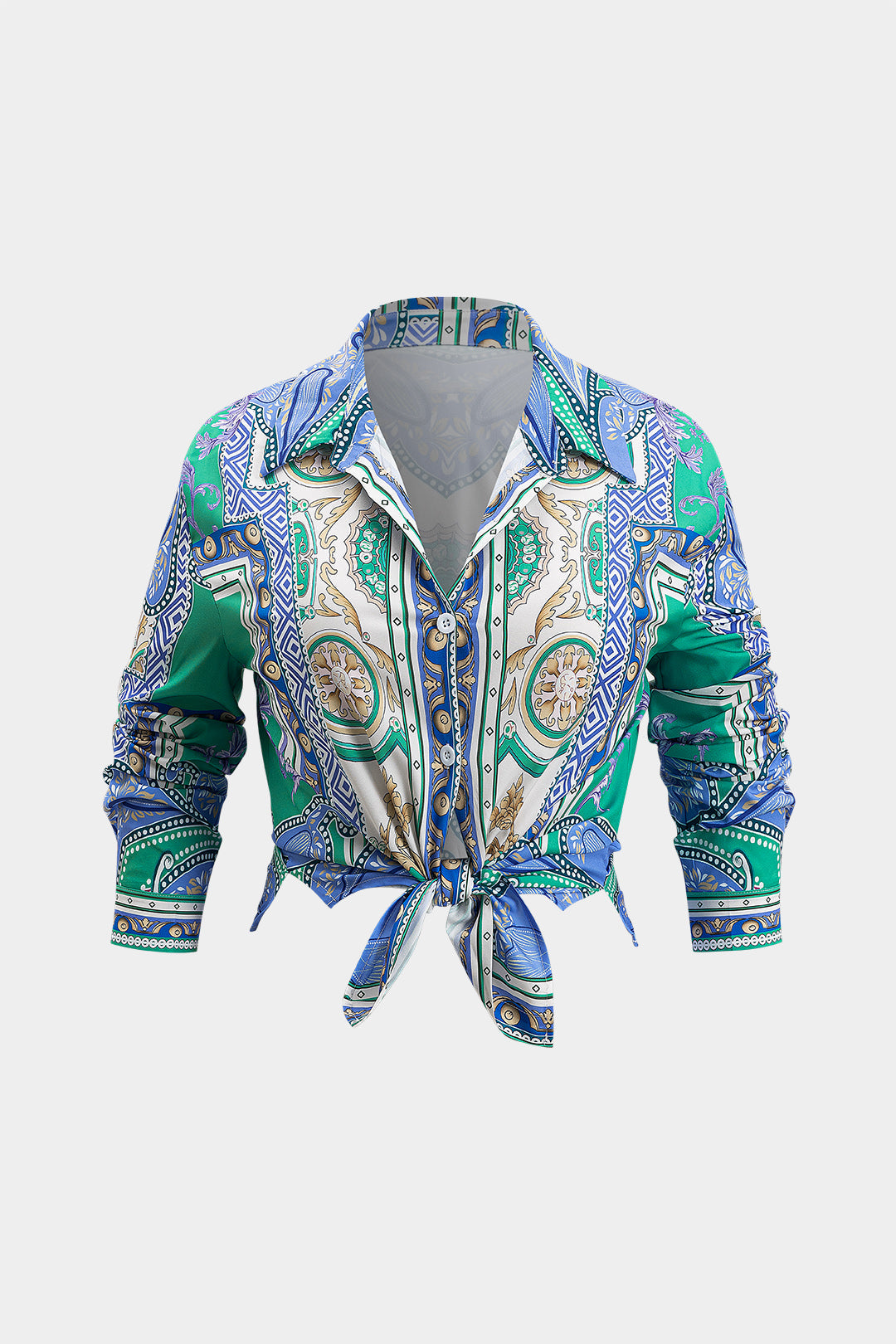 Bohemian print tie for shirt and shorts set