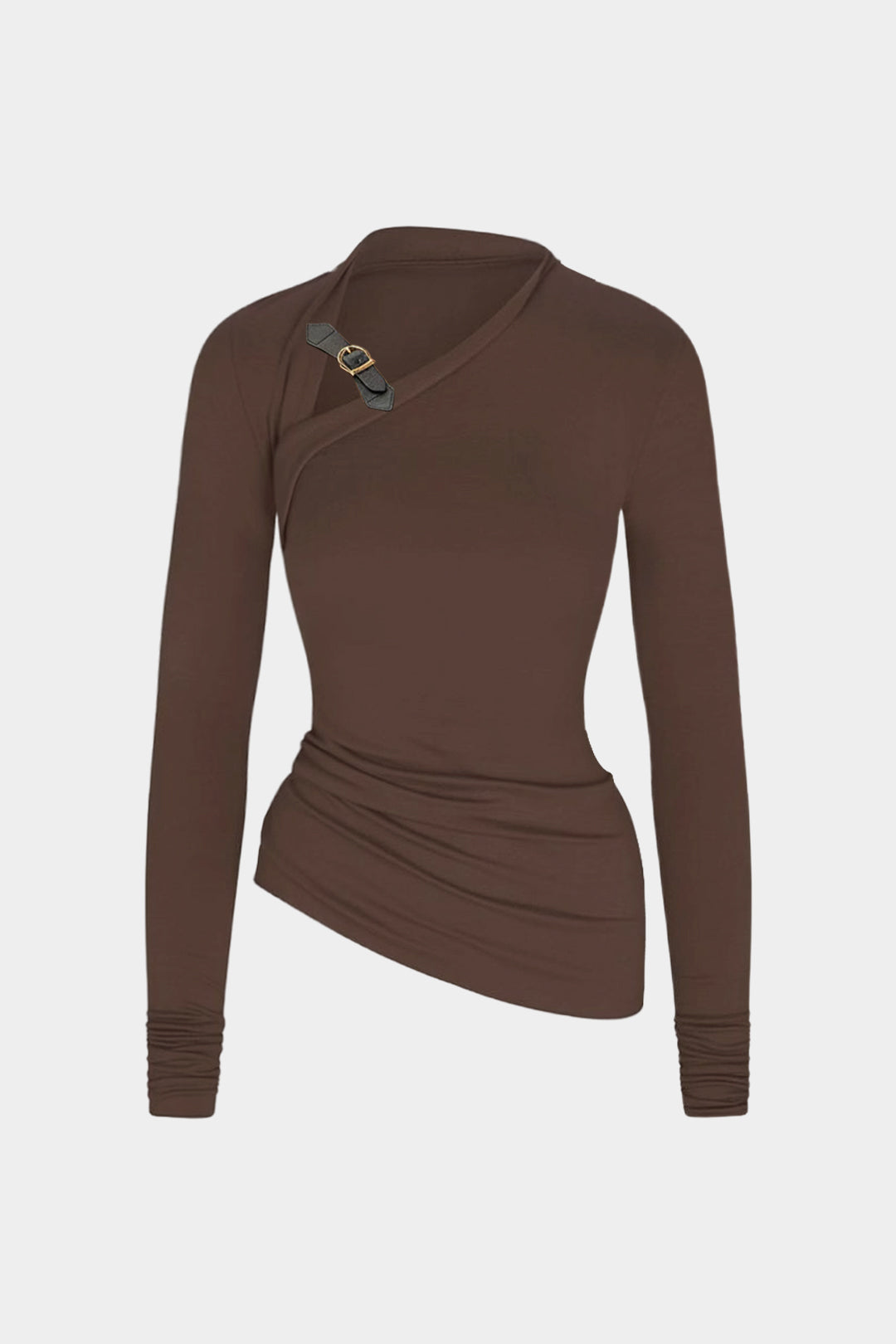 Women’s Sculpted Asymmetry Jersey Top – Elegant Contour Fit