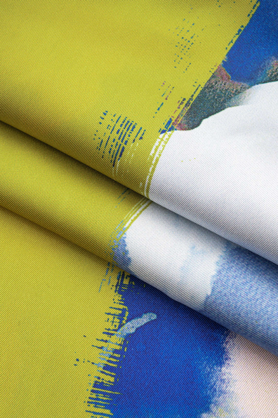 Abstract print satin asymmetric maxi dress with short sleeves