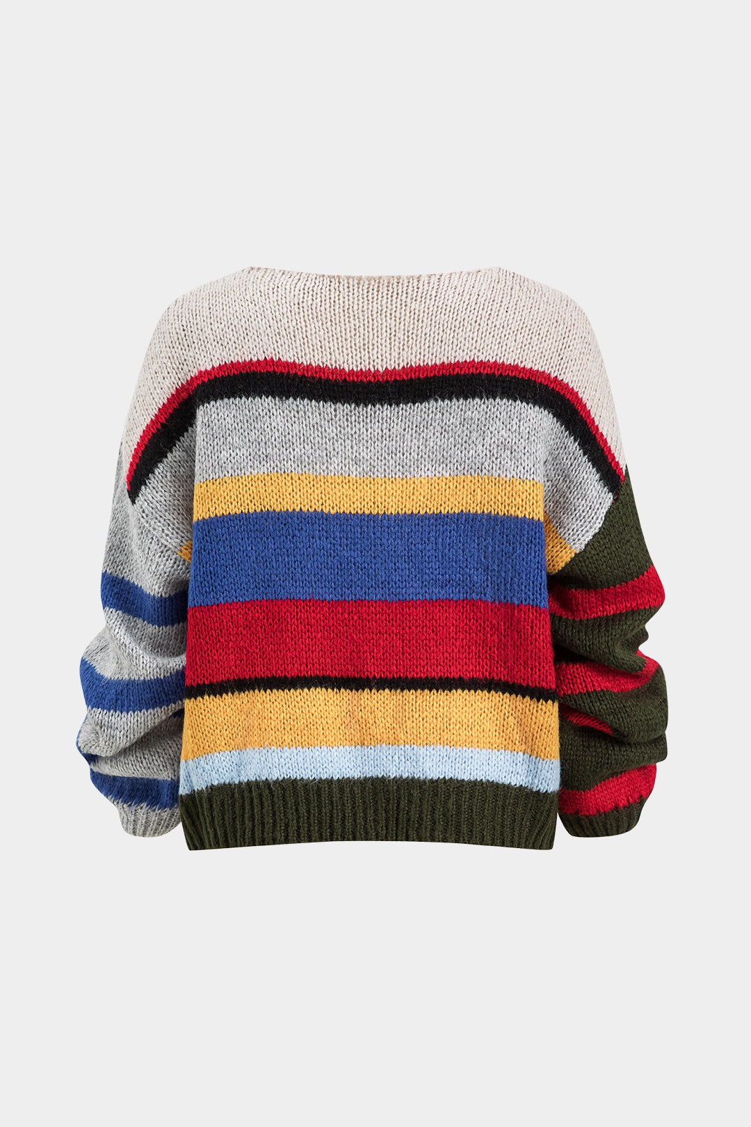 Basic knitted top with long sleeves and color blocks