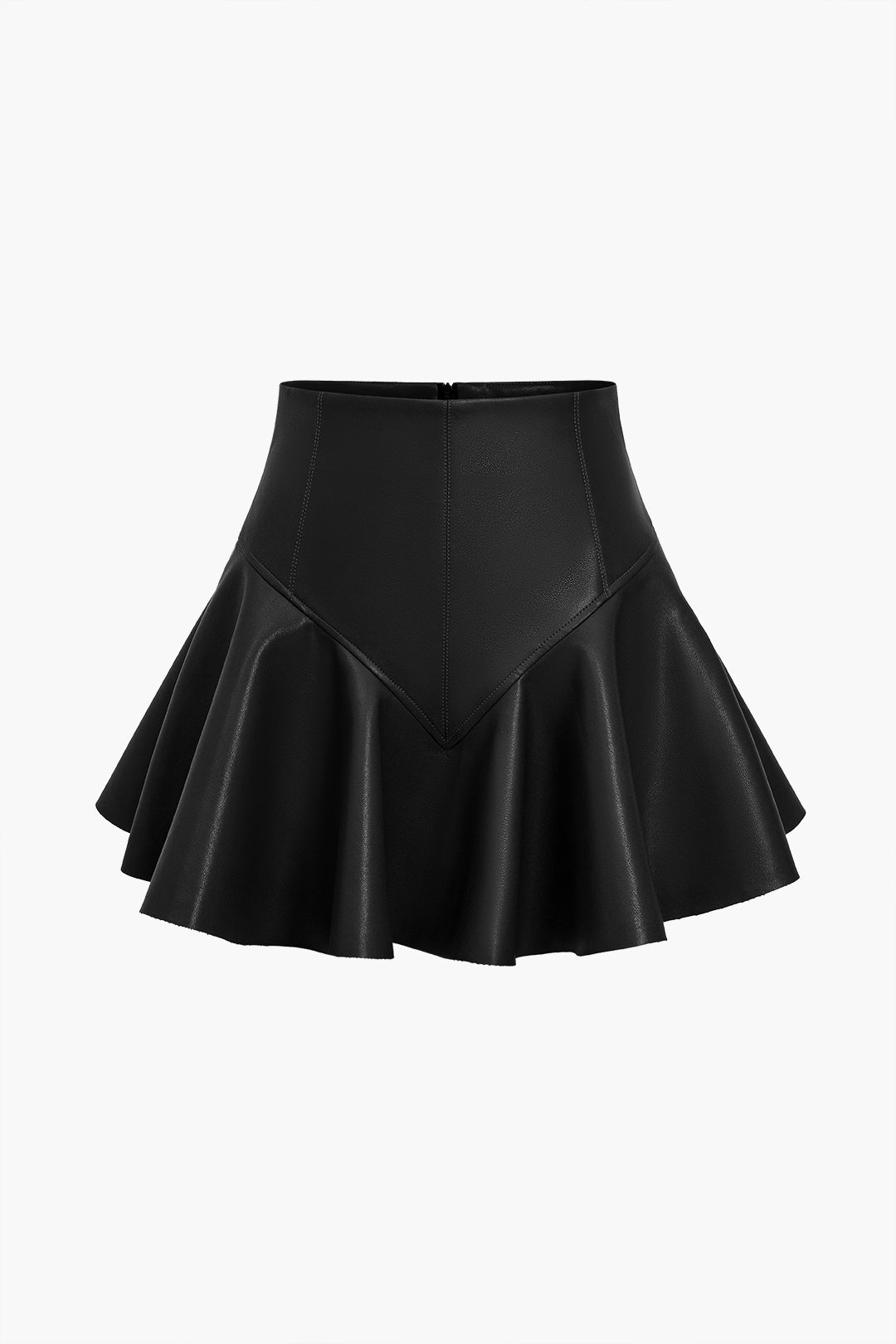 Basic faux leather pleated mini skirt