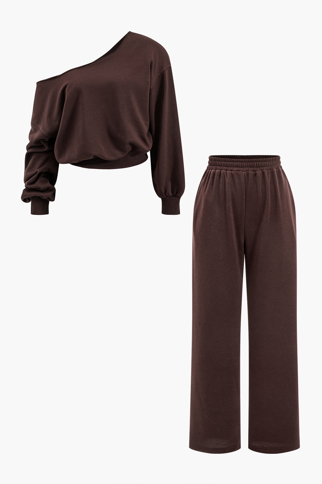 Asymmetric top and pants set