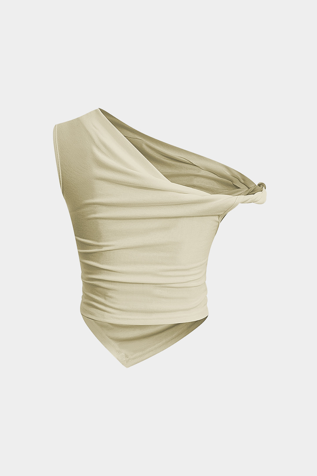 Simple asymmetrical twist ruffle t-shirt