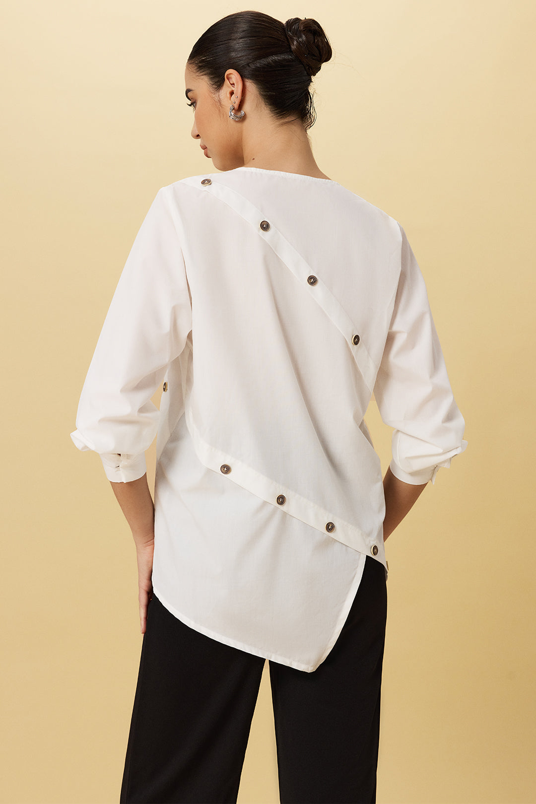 Asymmetrical Button Long-Sleeve Shirt