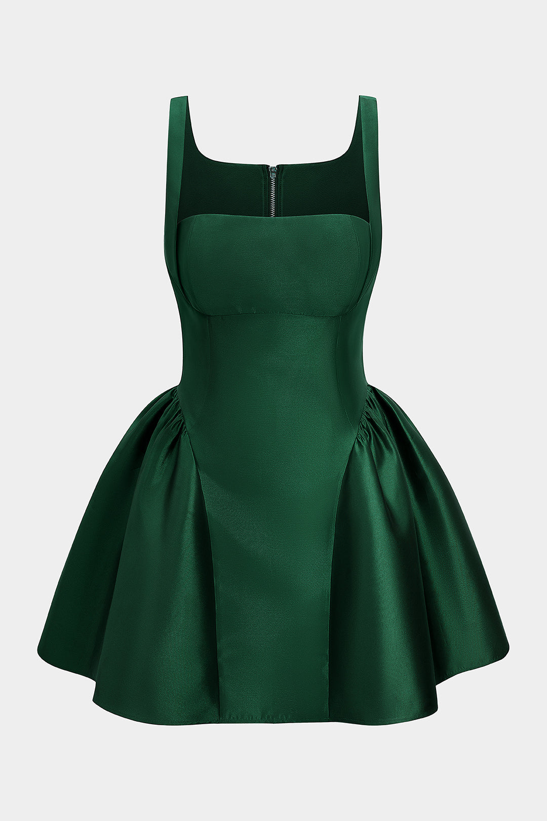Satin Puff Hem Sleeveless Mini Dress