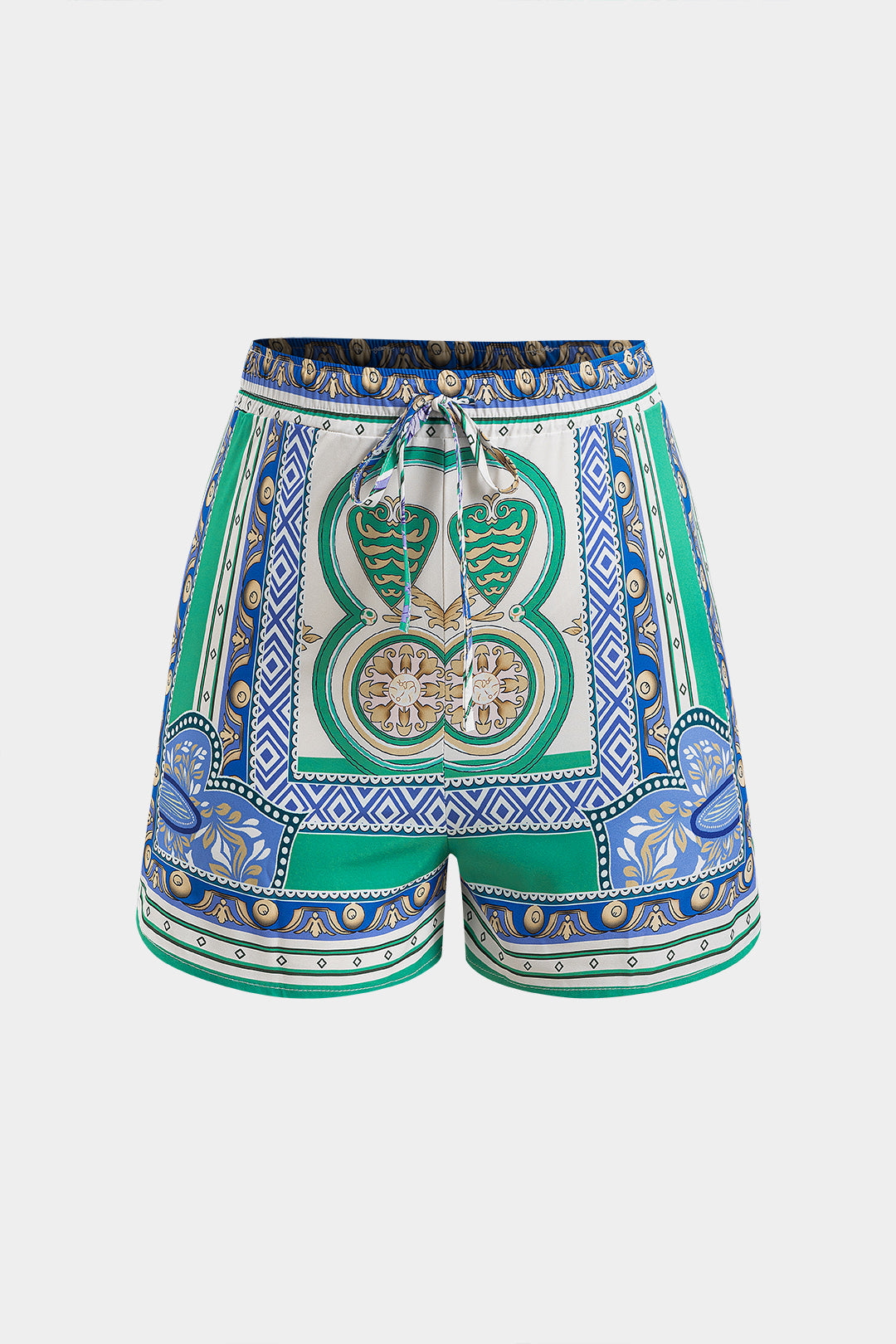 Bohemian print tie for shirt and shorts set