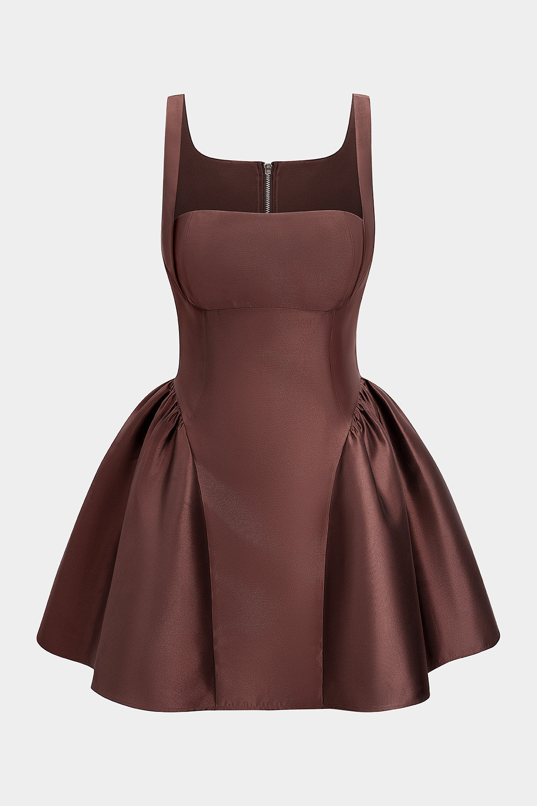 Satin Puff Hem Sleeveless Mini Dress