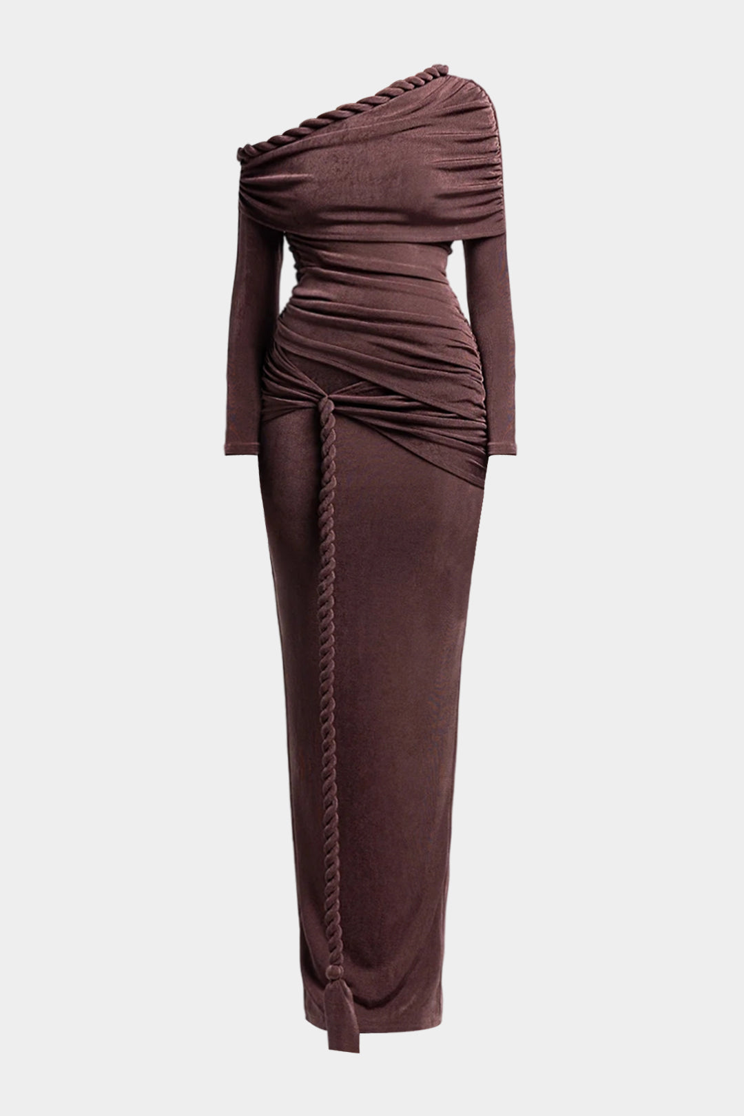 Asymmetrical Twist Long Sleeve Maxi Dress