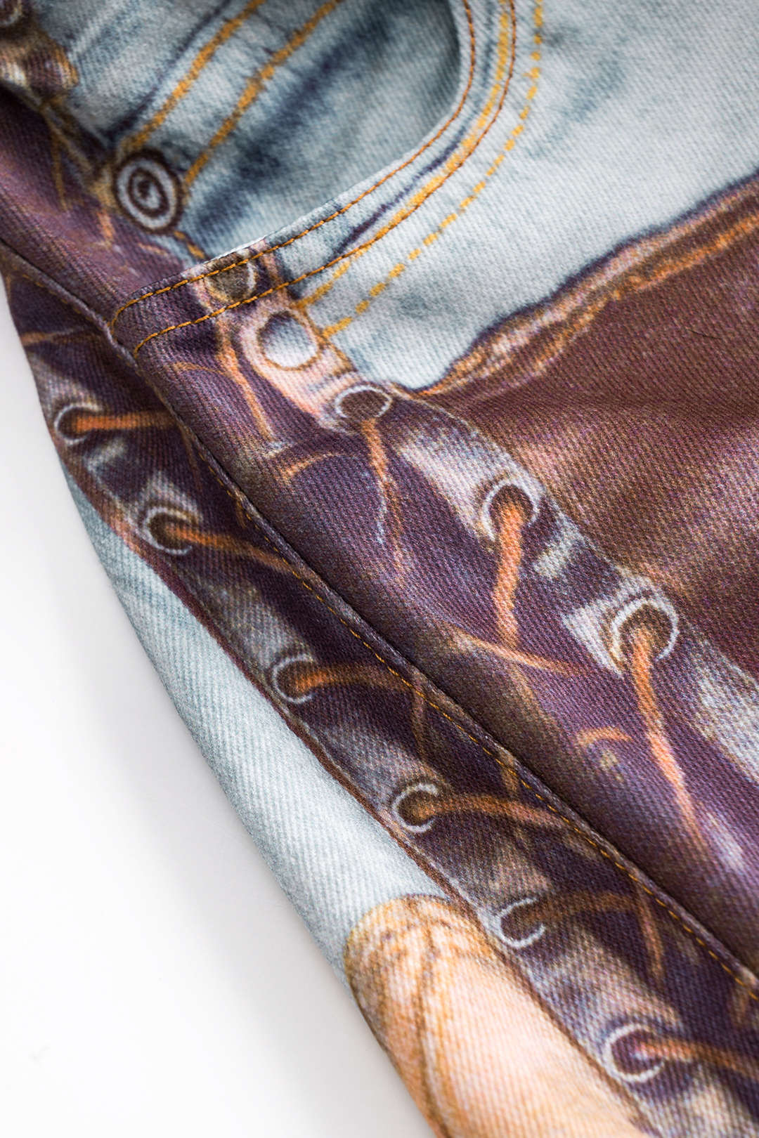 Abstract print ruffles button pocket skirt