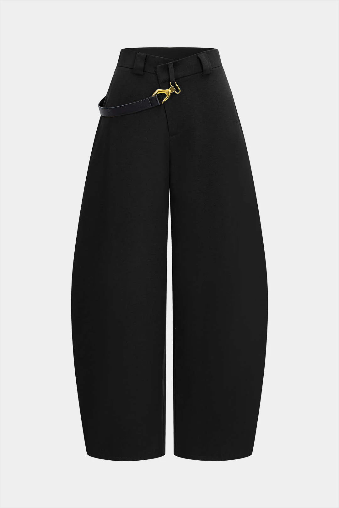 Asymmetrical Metallic Decor Barrel Trousers