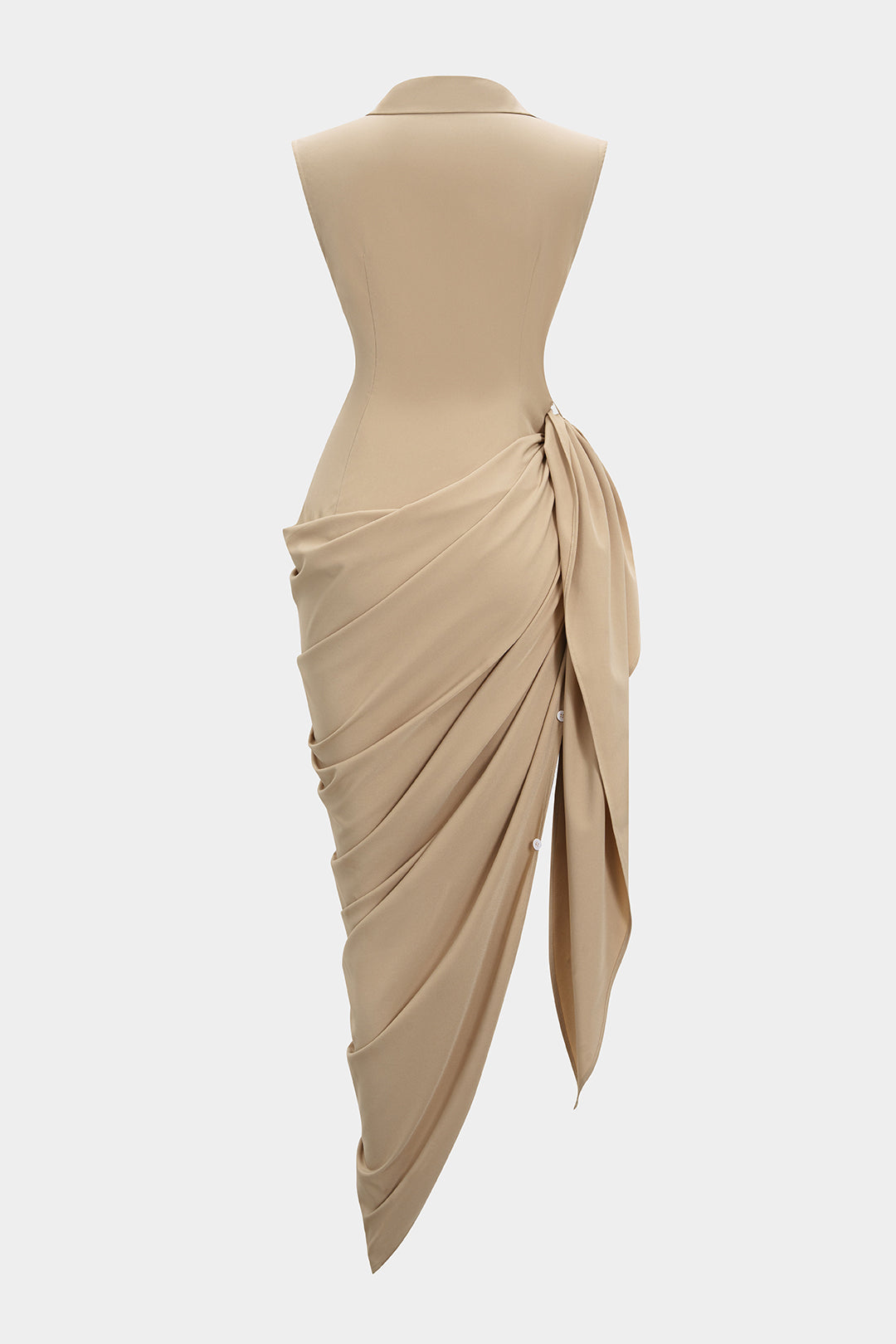 Asymmetrical Ruched Strappy Tank Sleeveless Maxi Dress