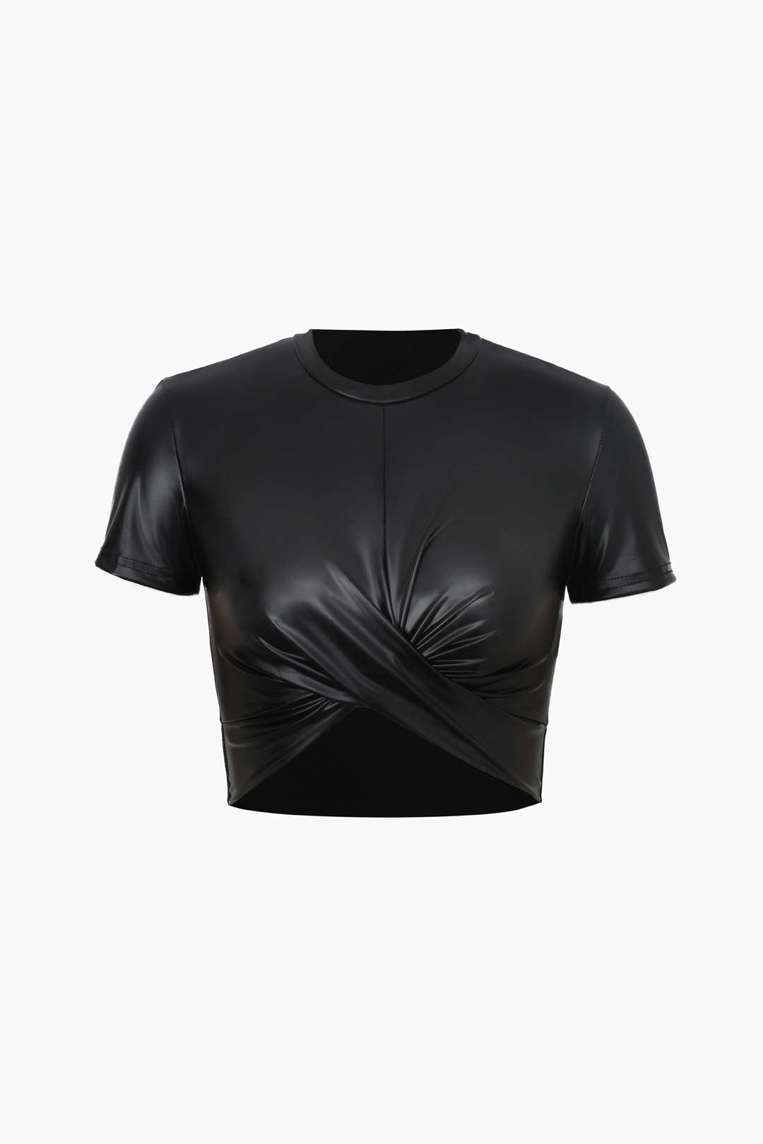 Basic faux leather cropped tee