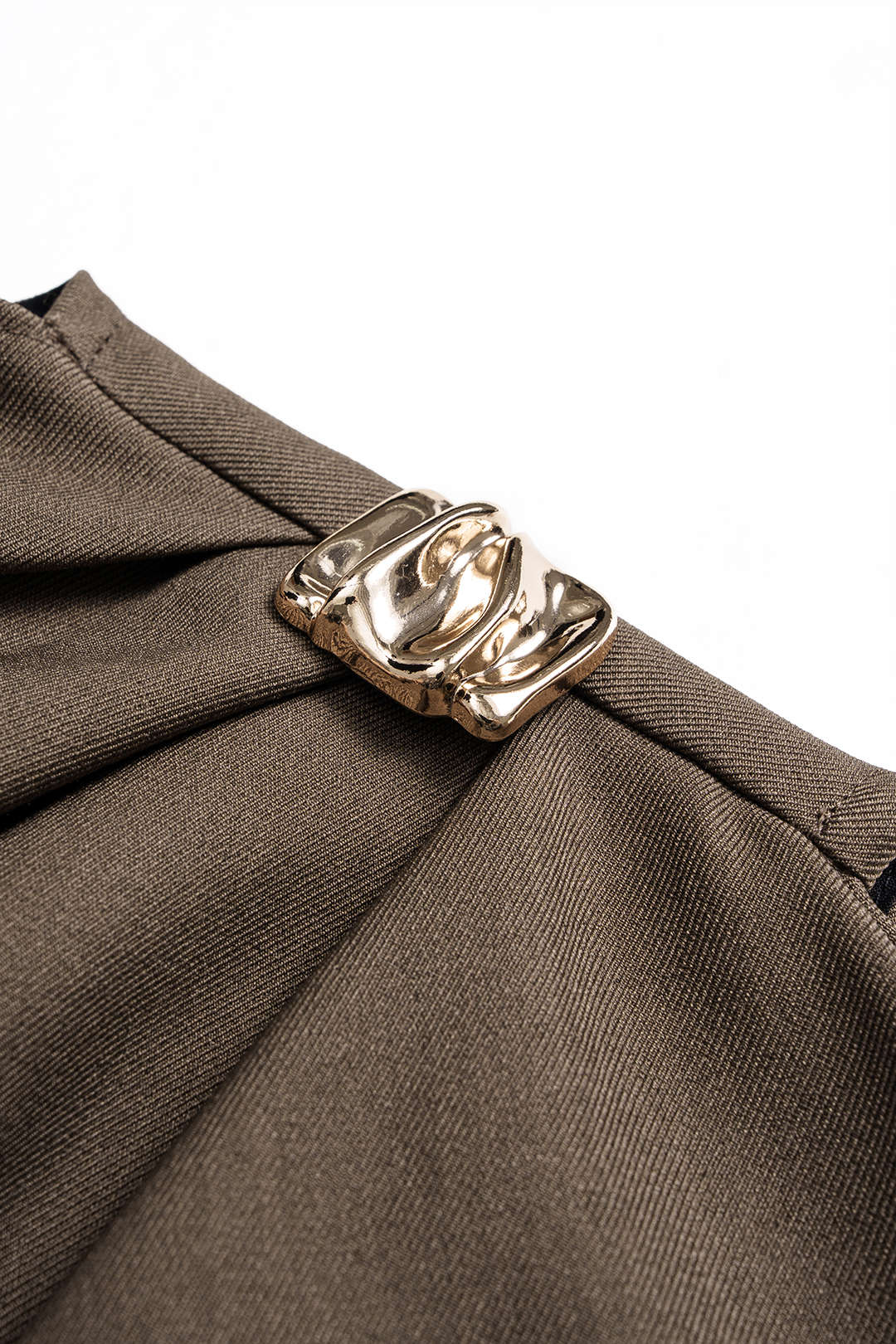 Metallic Ruched Zipper Asymmetrical Short Sleeve Mini Dress