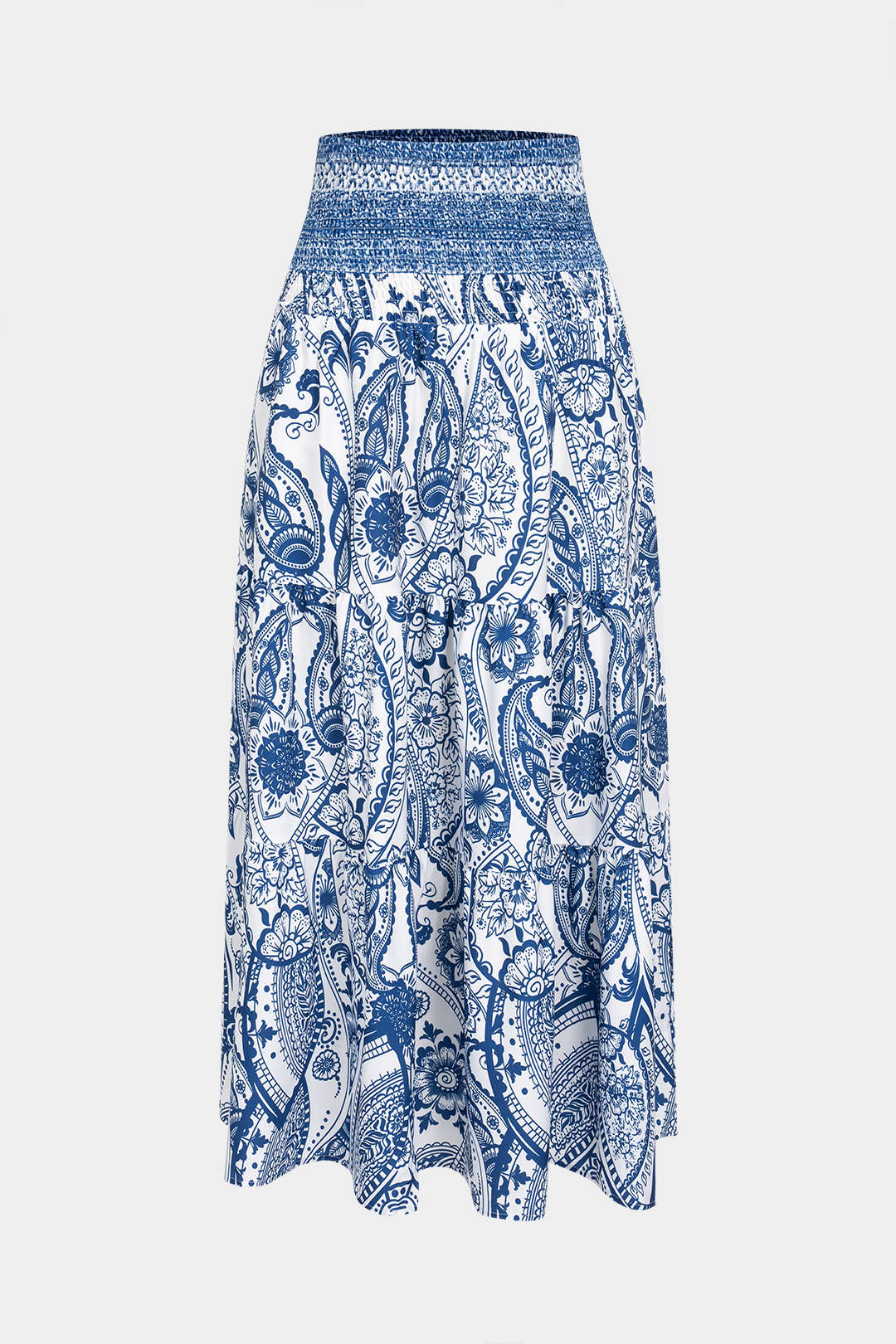 Bohemian Print Smocked Skirt