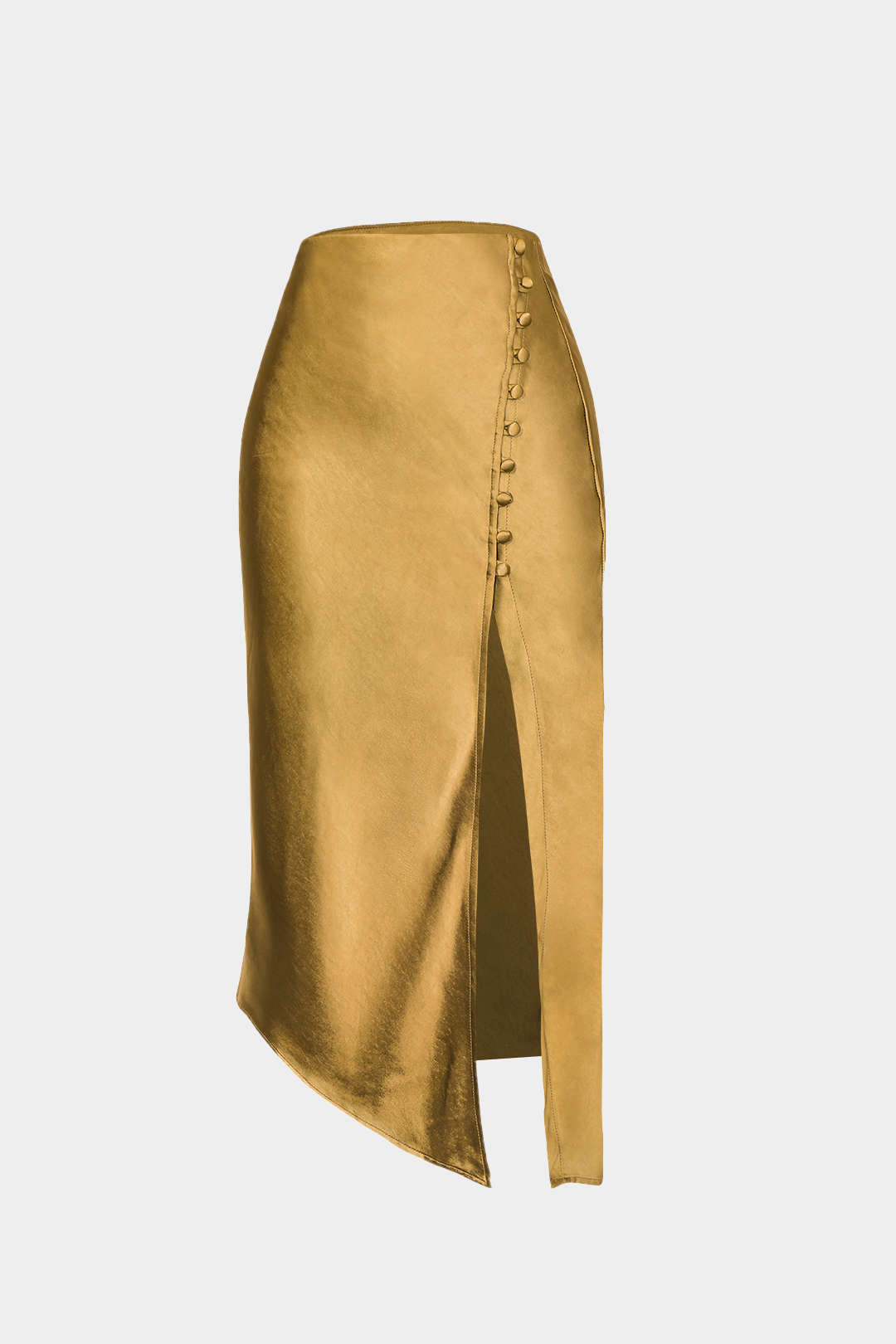 Decorative skirt with asymmetric hem and split button