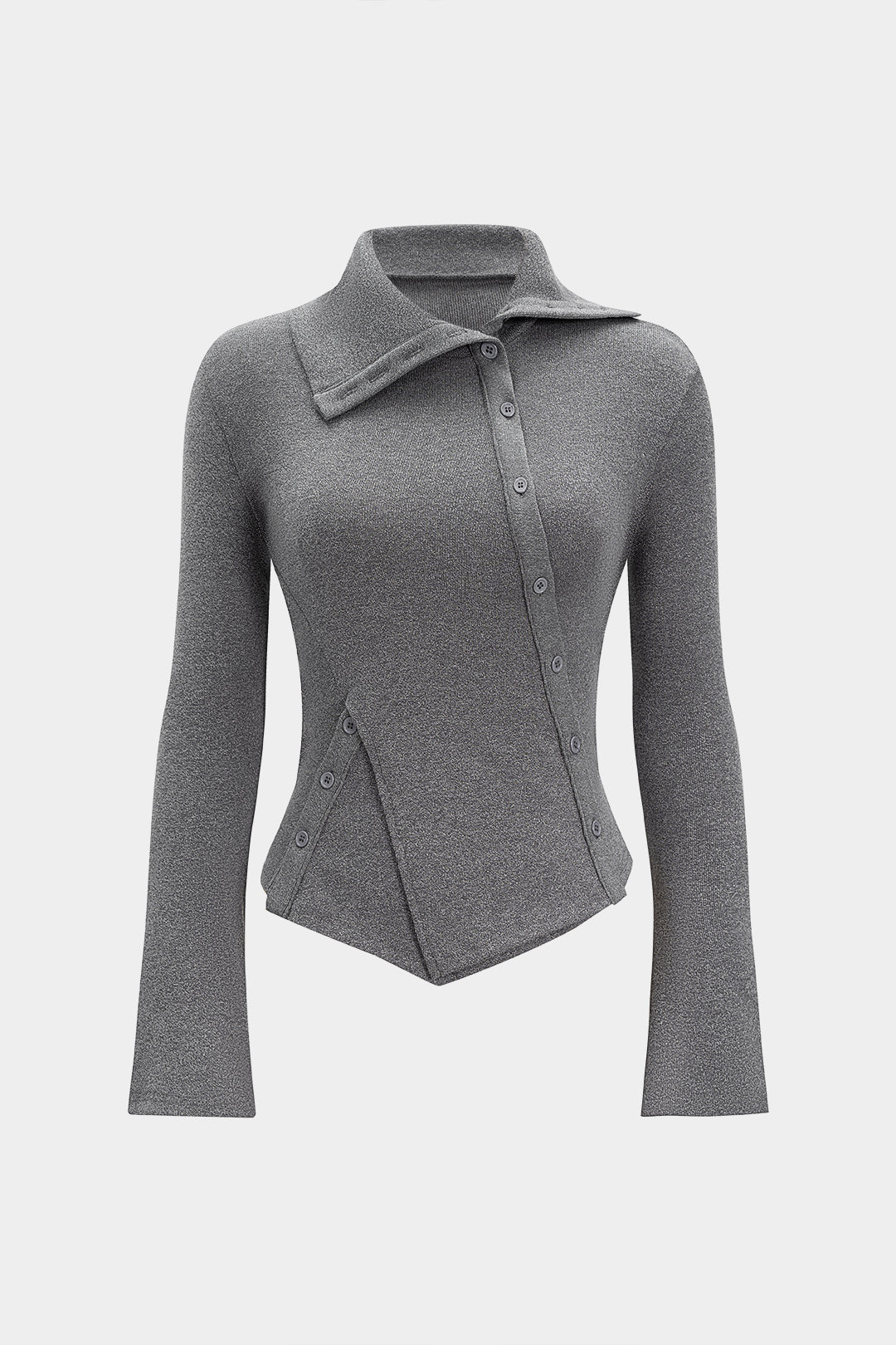 Women's Asymmetric Button Top – Sculptural Style & Chic