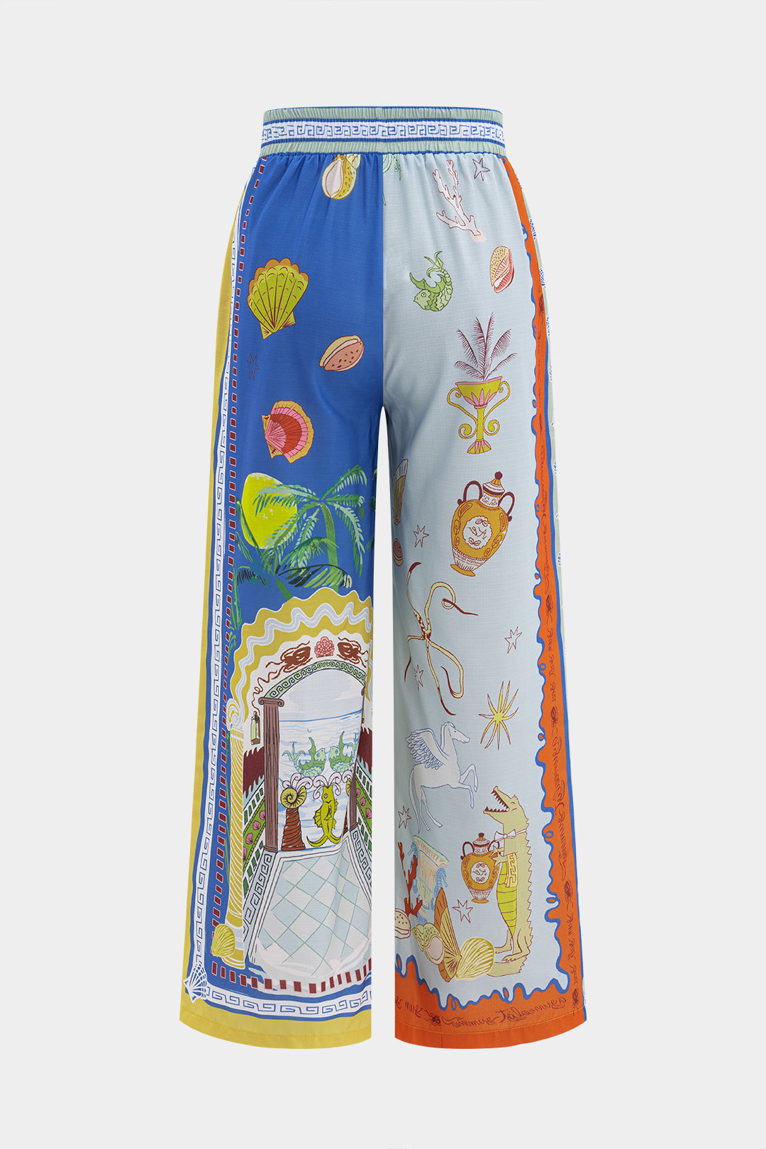 Abstract Print Tie-Up Short Sleeve Shirt And Pants Set