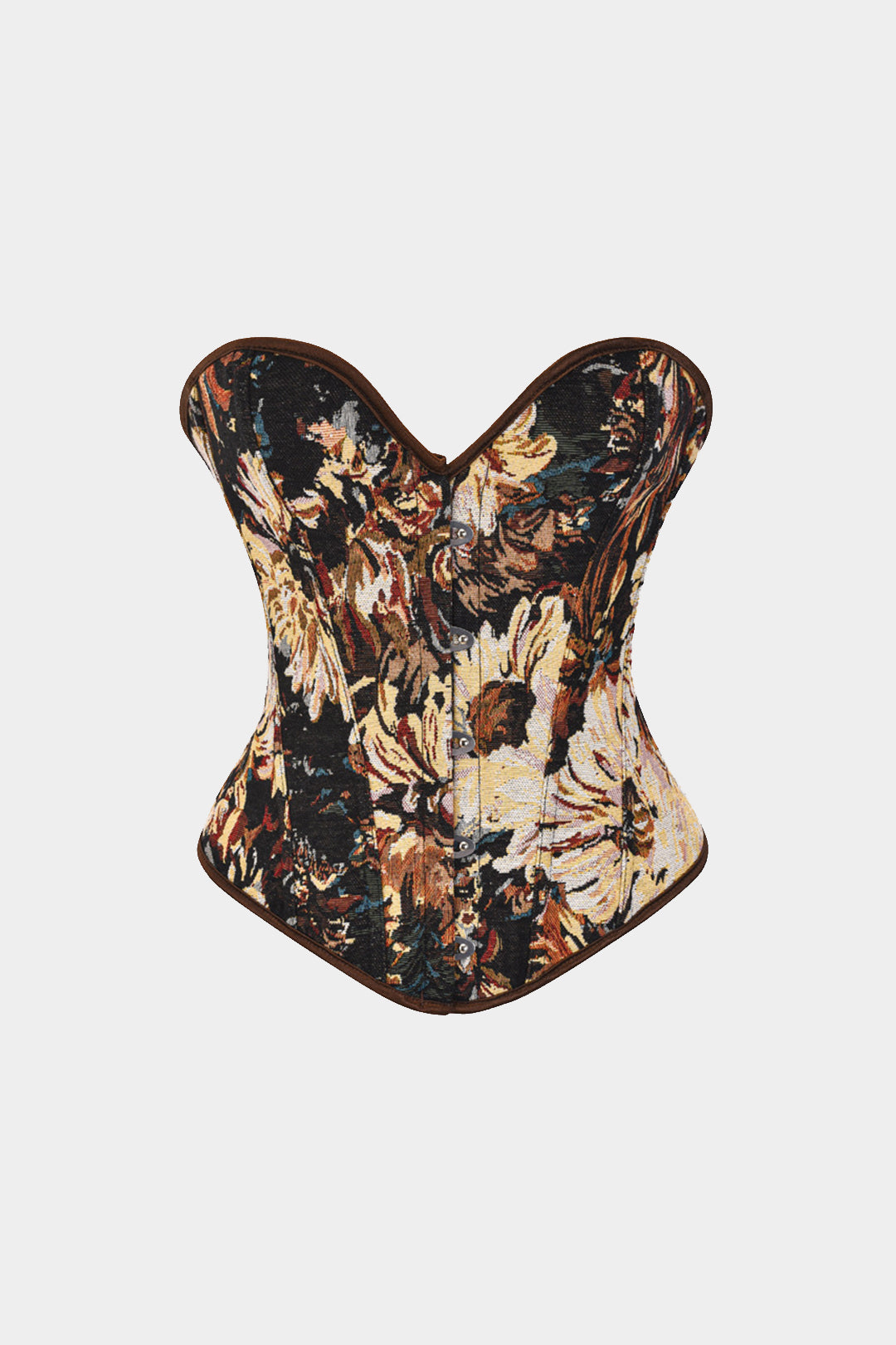 Corset top with abstract print and braided tie